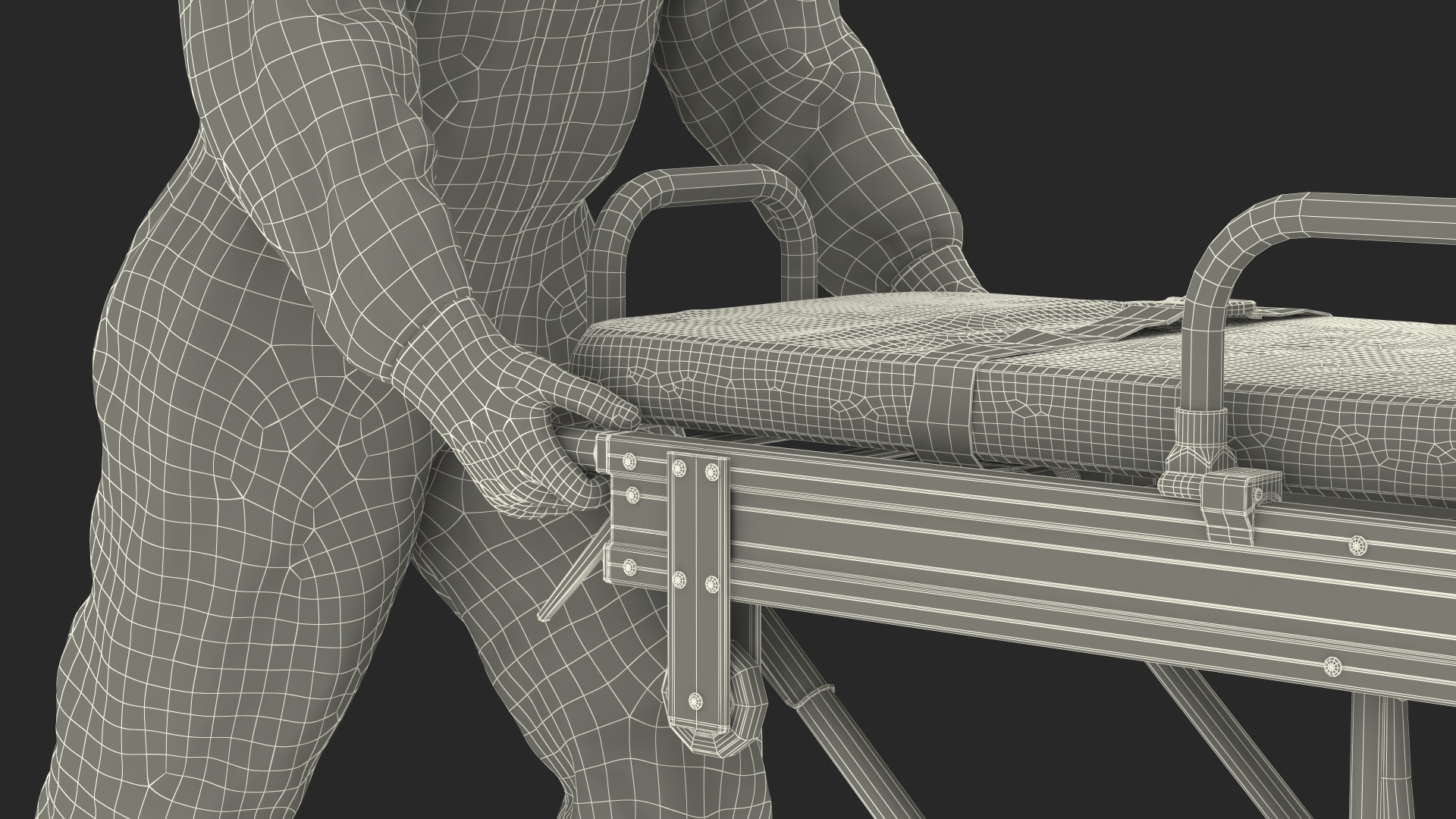 3D Protective Suit with Stainless Steel Ambulance Hospital Bed Gurney