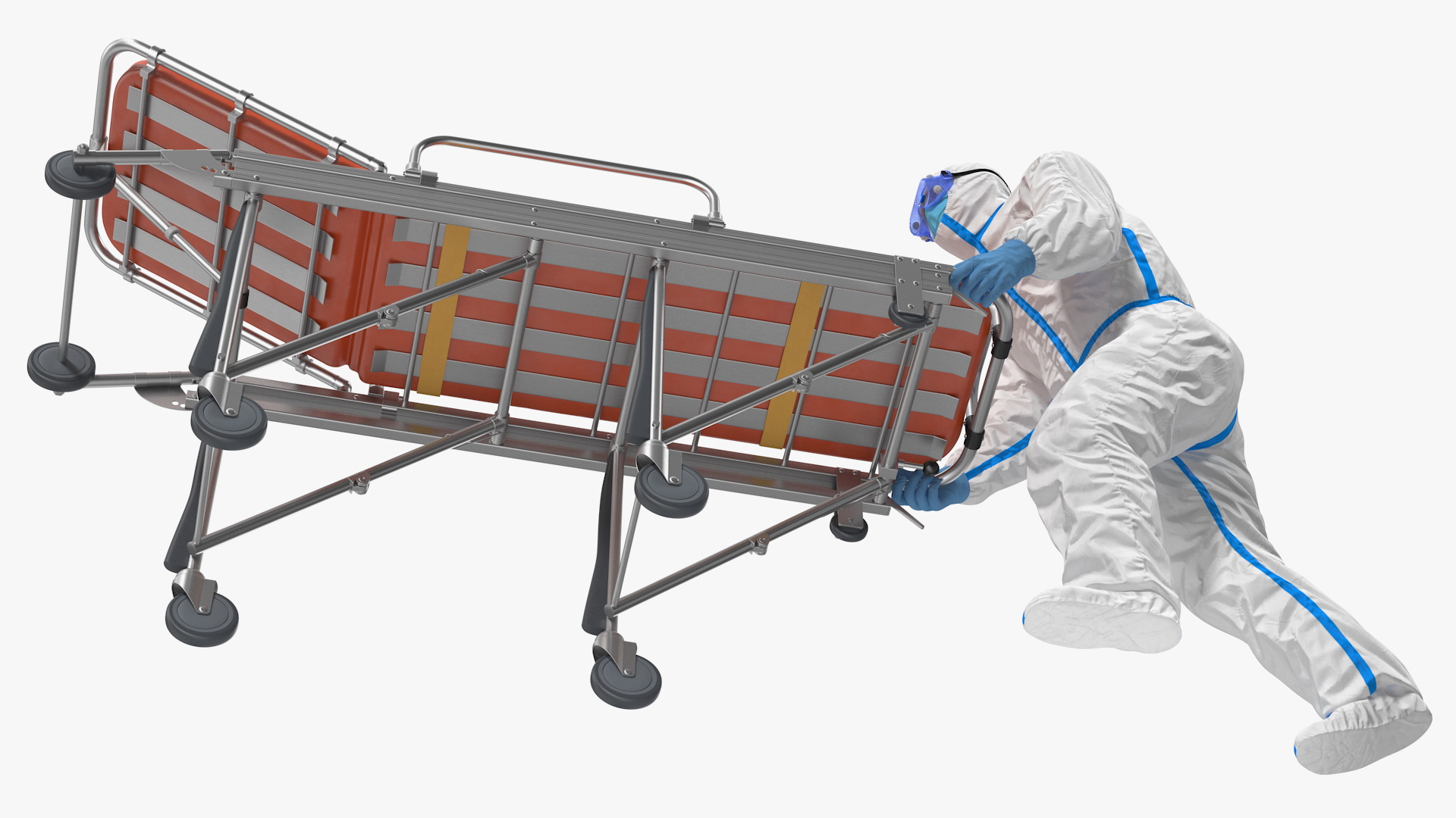 3D Protective Suit with Stainless Steel Ambulance Hospital Bed Gurney