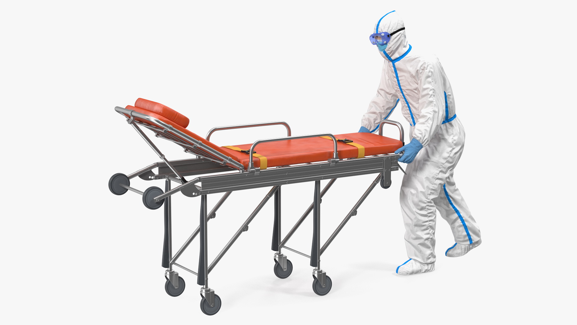 3D Protective Suit with Stainless Steel Ambulance Hospital Bed Gurney