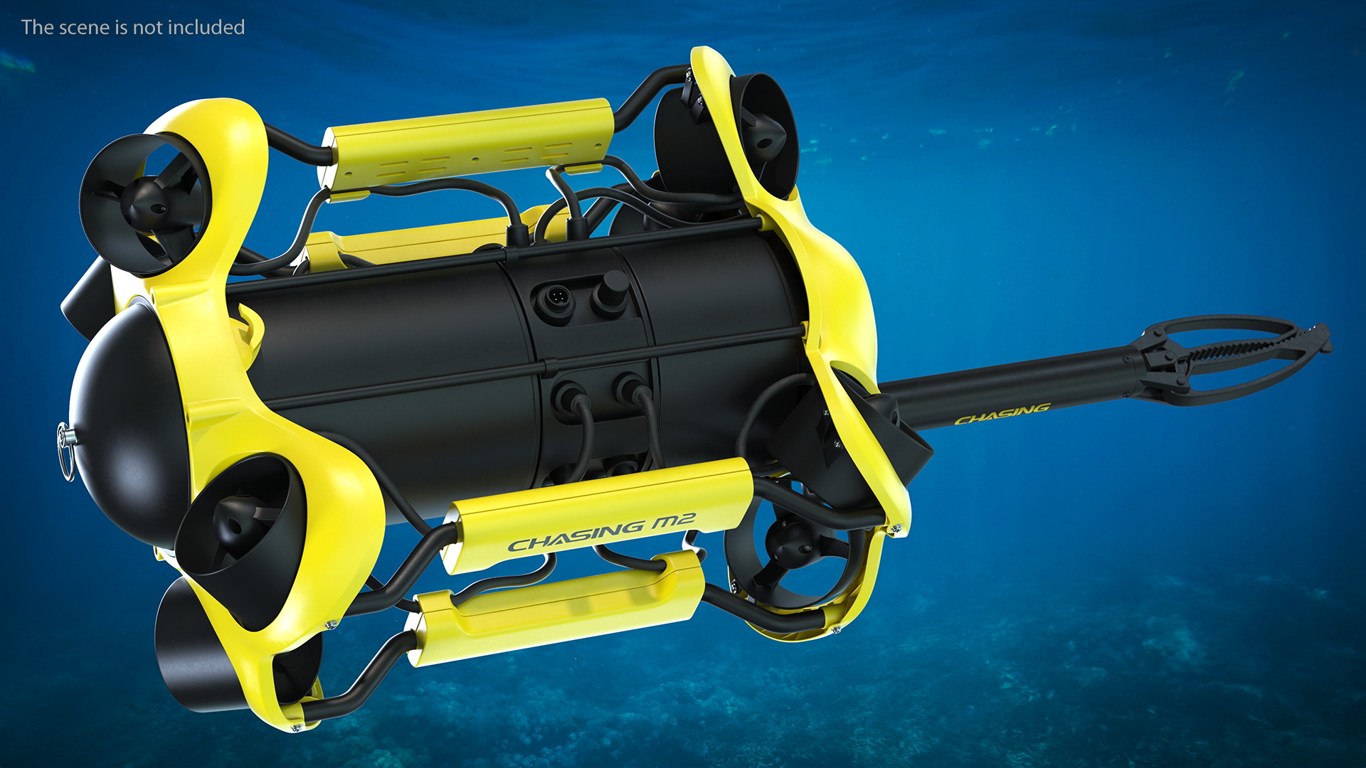 3D Chasing M2 Underwater Drone with Grabber Arm Rigged