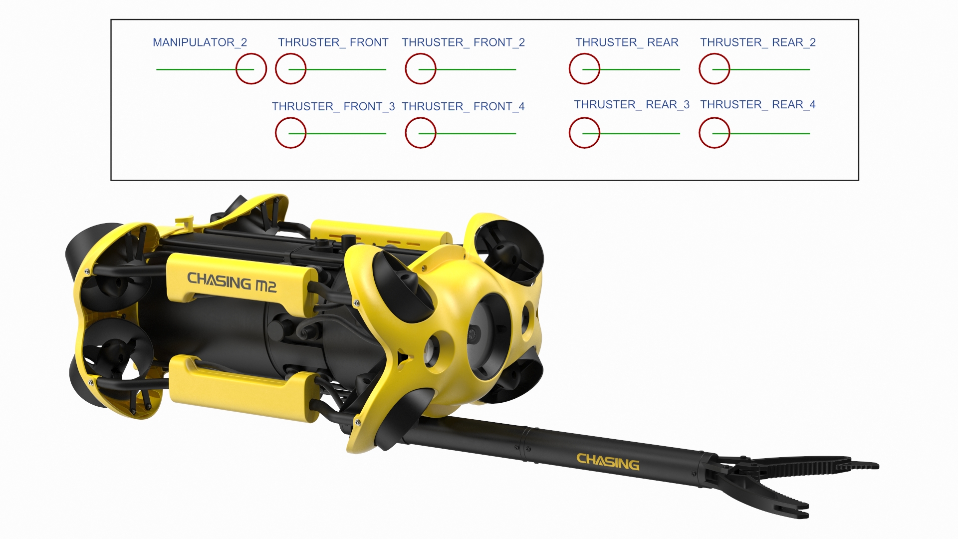 3D Chasing M2 Underwater Drone with Grabber Arm Rigged