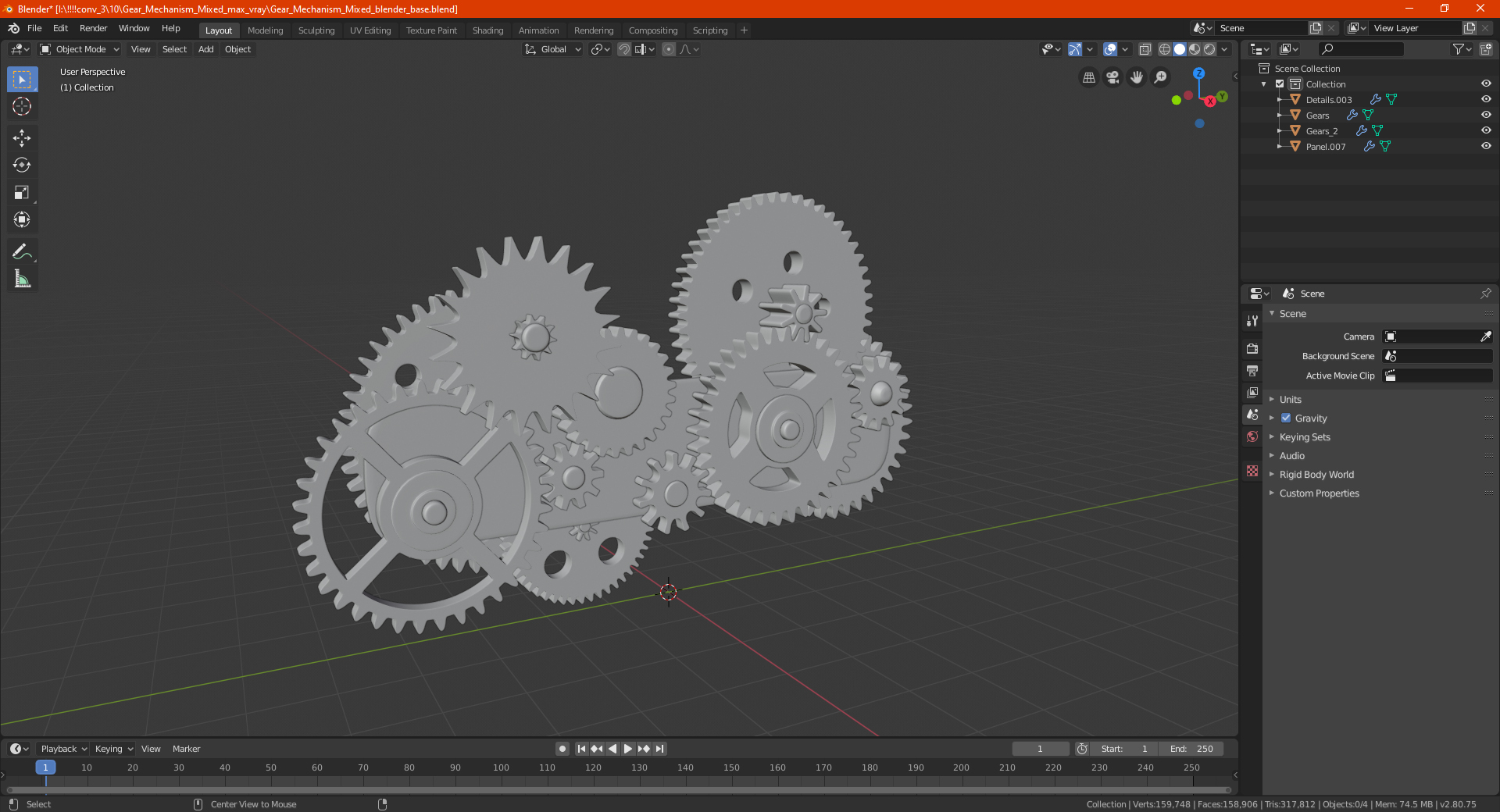 3D model Gear Mechanism Mixed