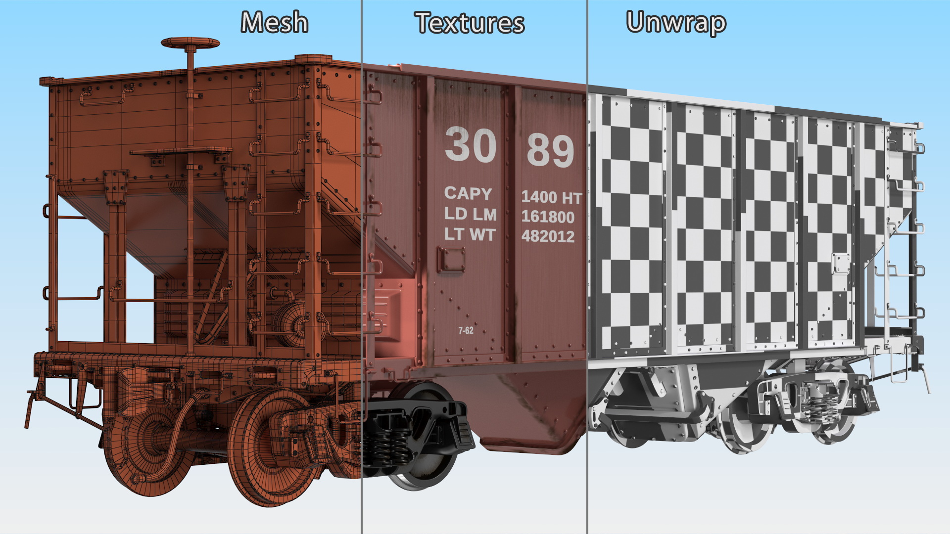3D Railway Hopper Car model