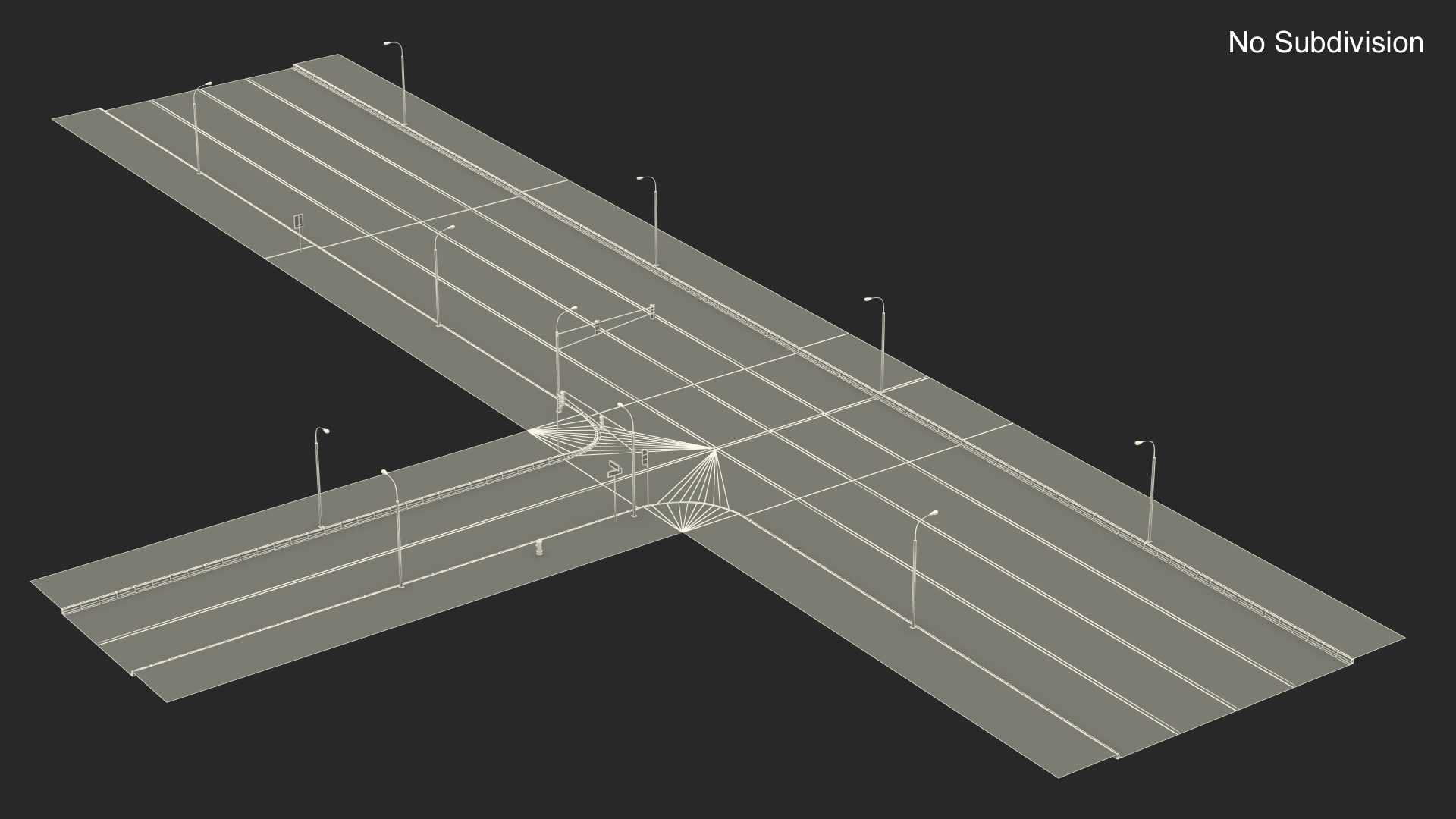 3D Connectable Highway Road Elements T-shaped Junction