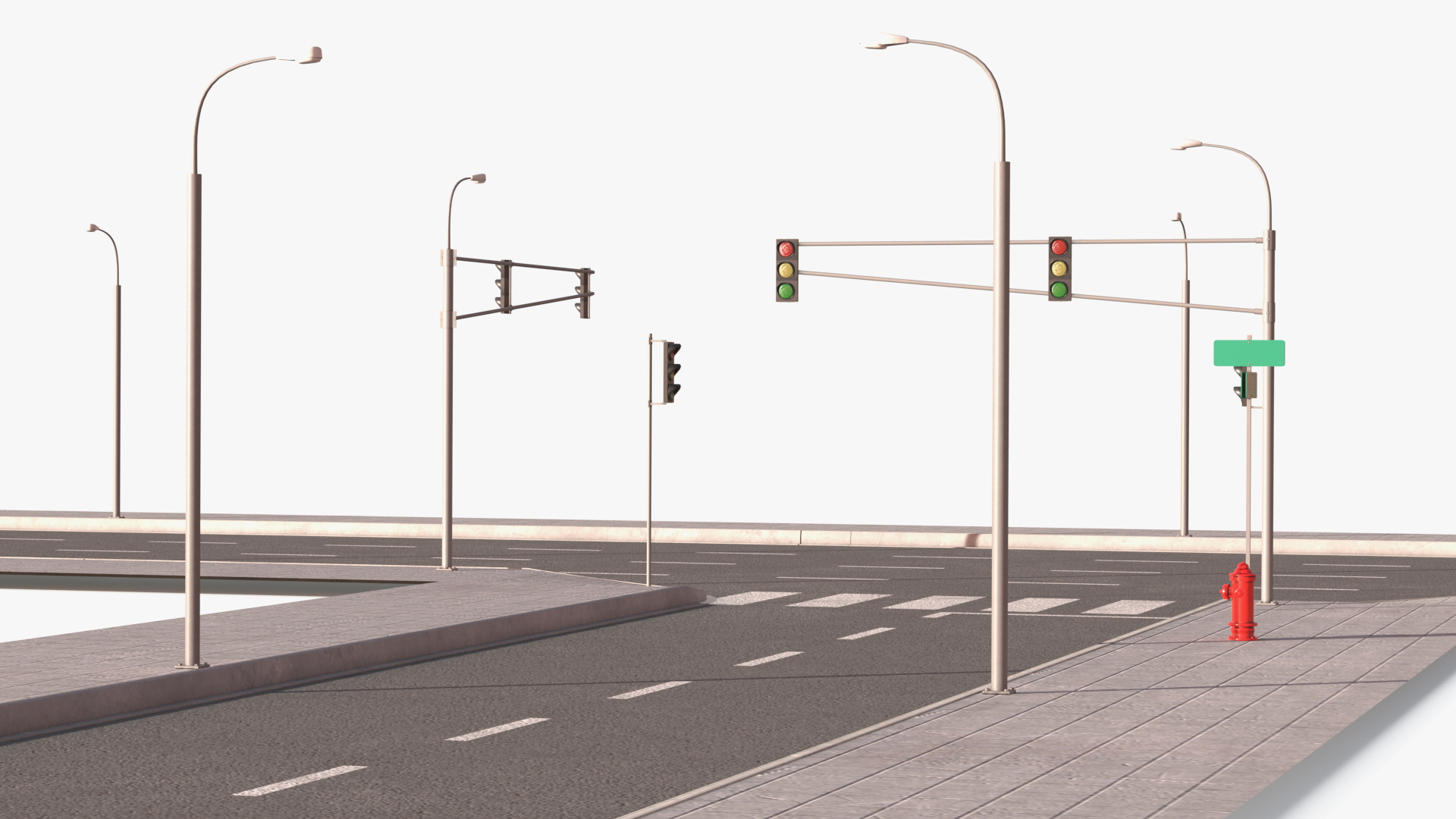 3D Connectable Highway Road Elements T-shaped Junction