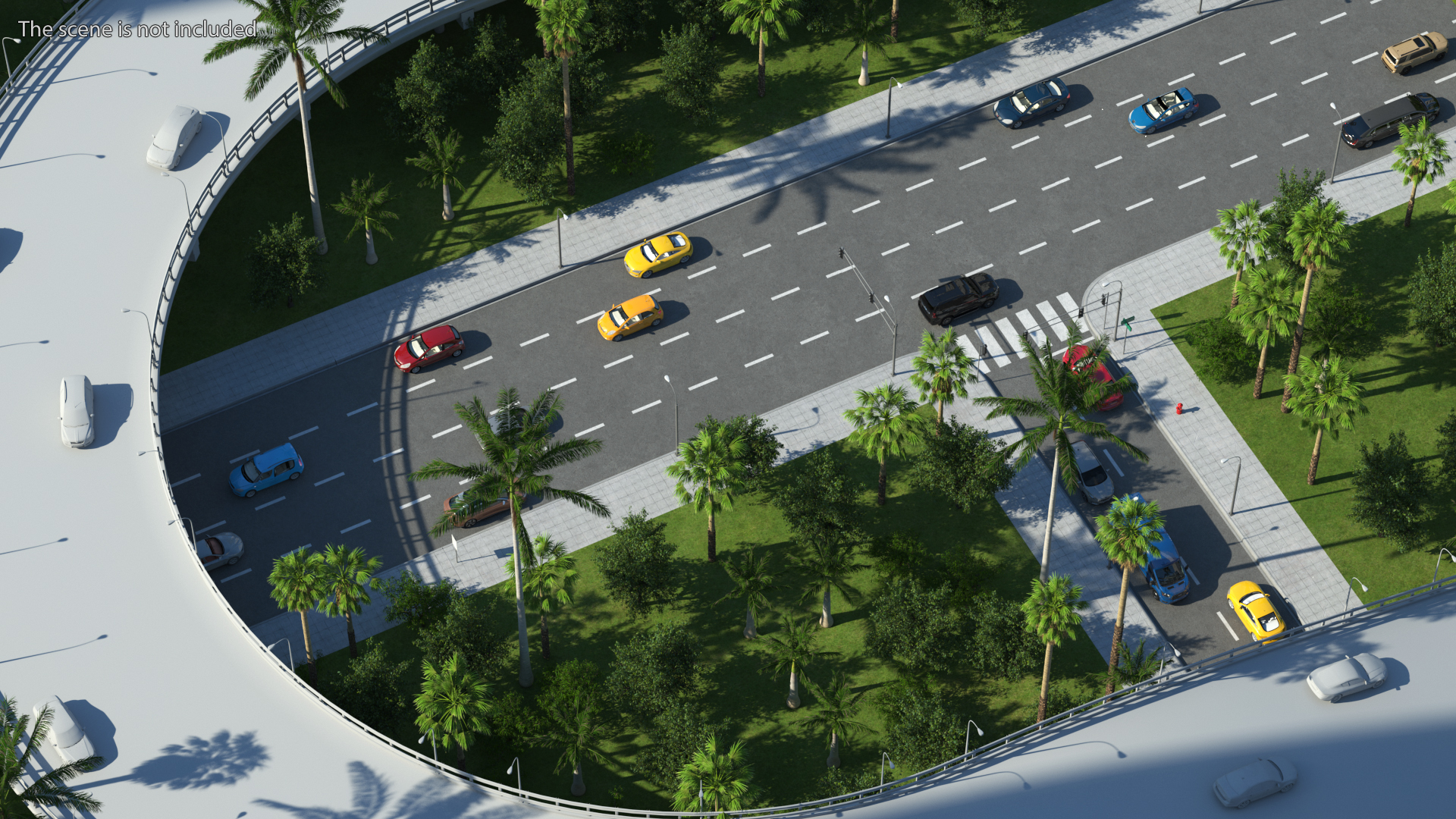 3D Connectable Highway Road Elements T-shaped Junction