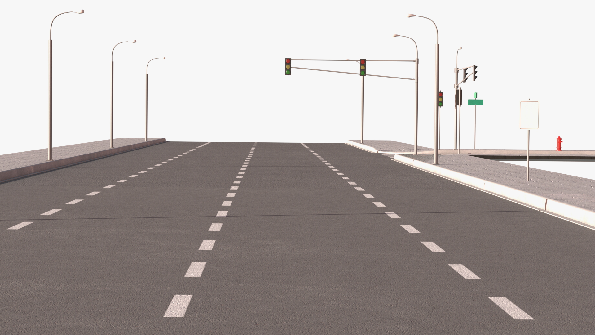 3D Connectable Highway Road Elements T-shaped Junction