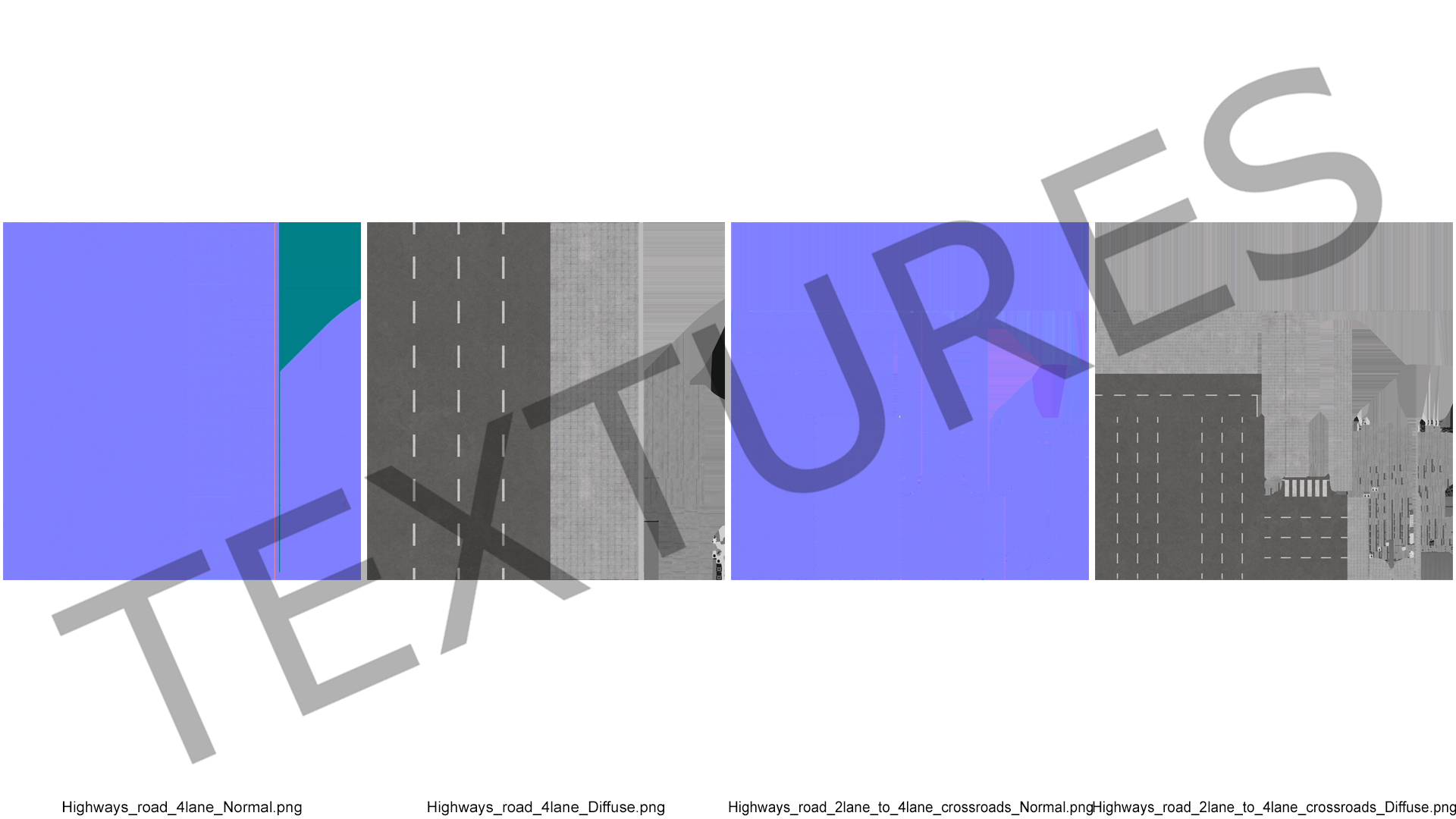3D Connectable Highway Road Elements T-shaped Junction