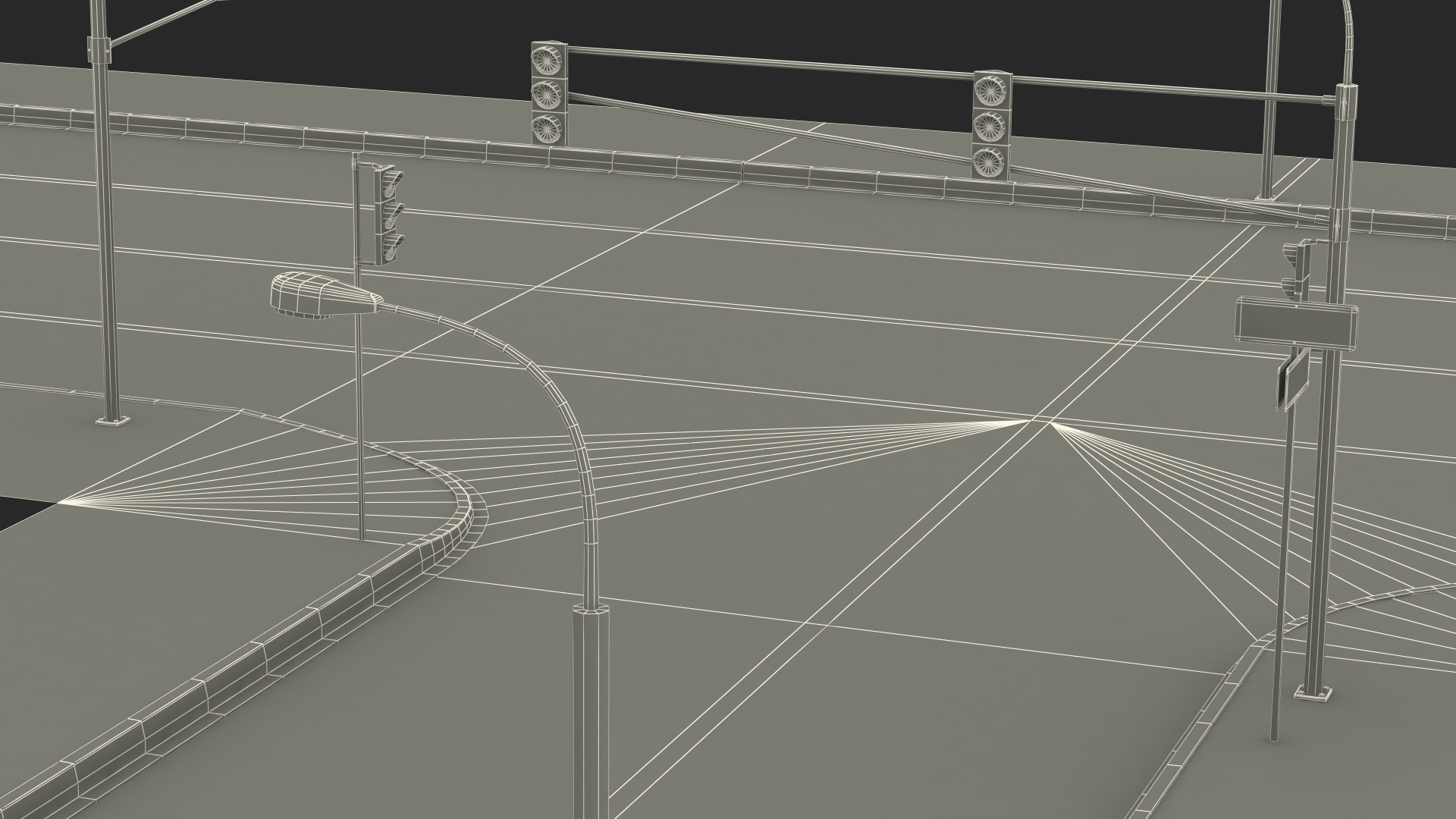 3D Connectable Highway Road Elements T-shaped Junction