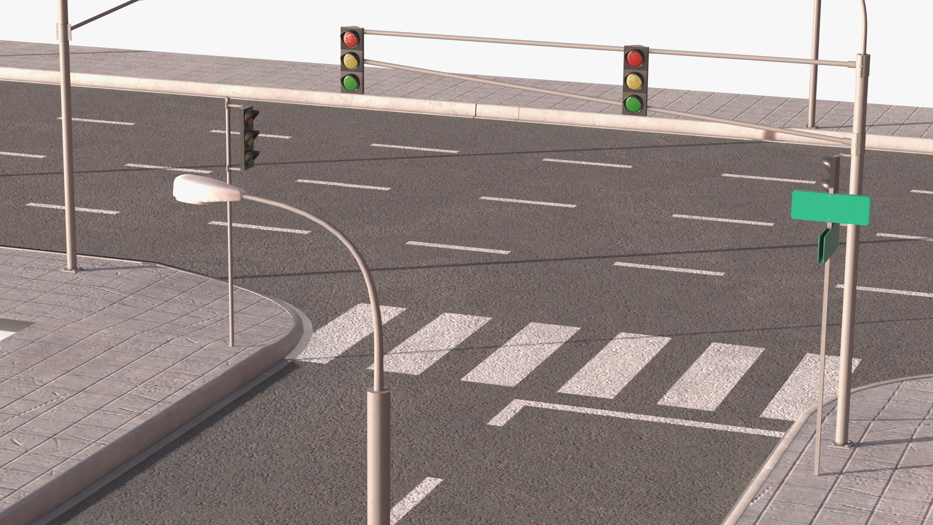 3D Connectable Highway Road Elements T-shaped Junction