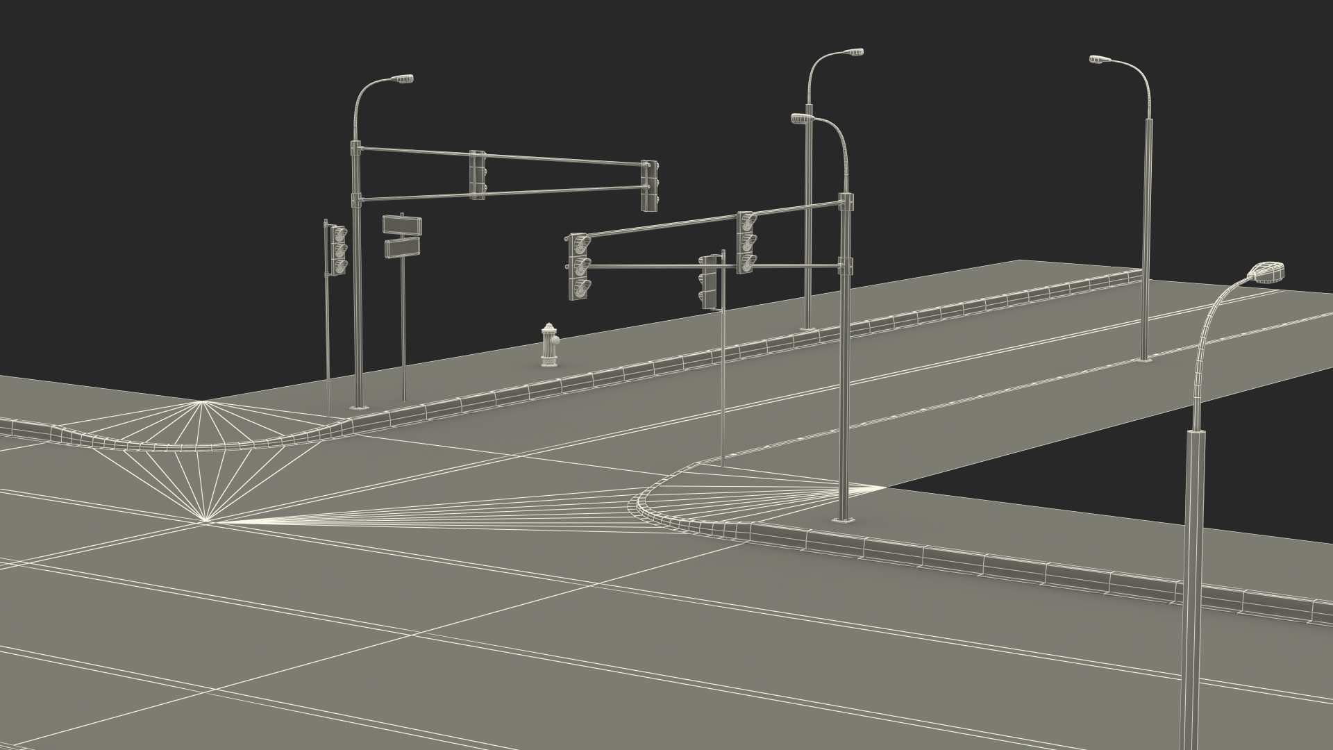 3D Connectable Highway Road Elements T-shaped Junction