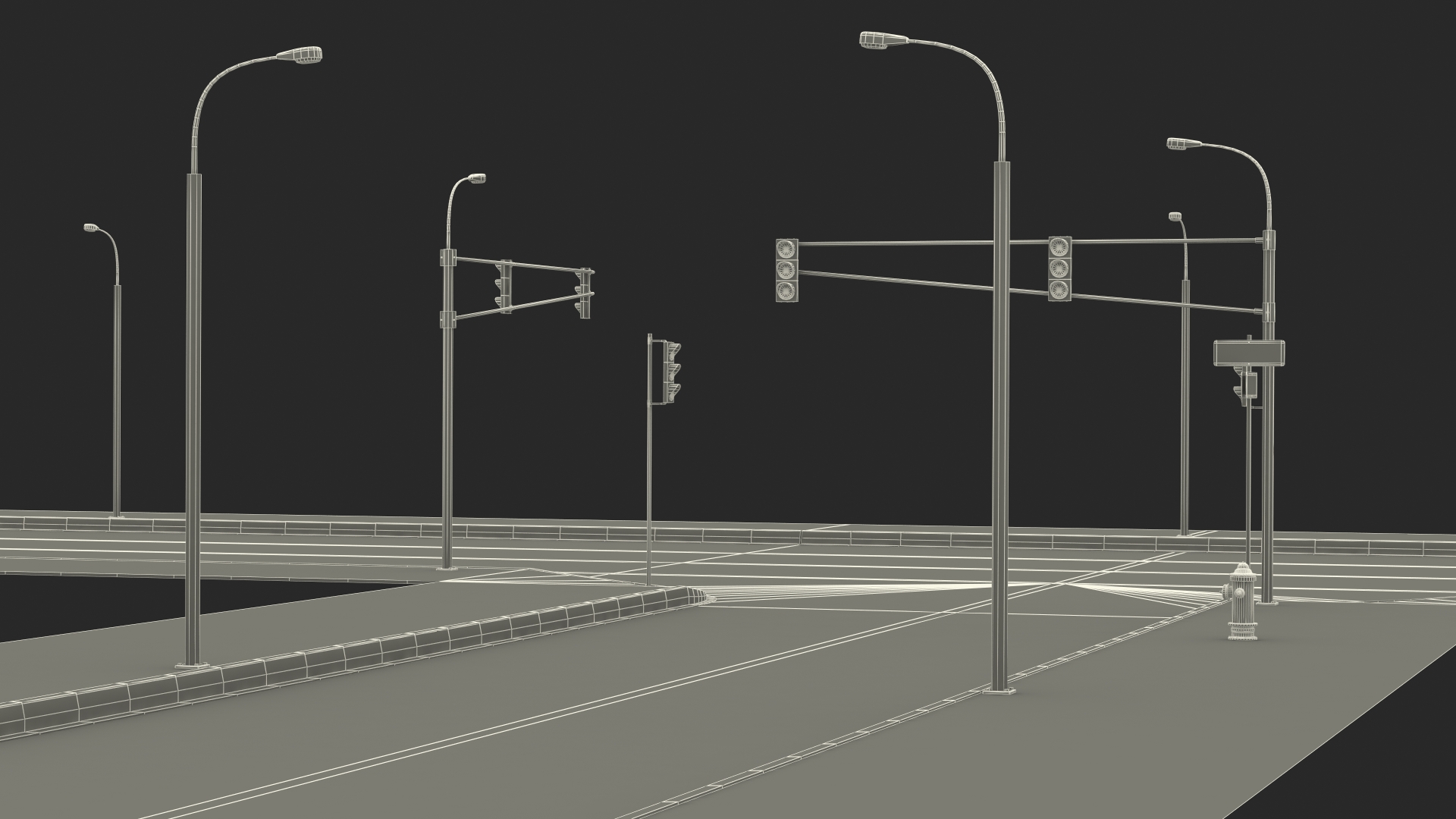 3D Connectable Highway Road Elements T-shaped Junction
