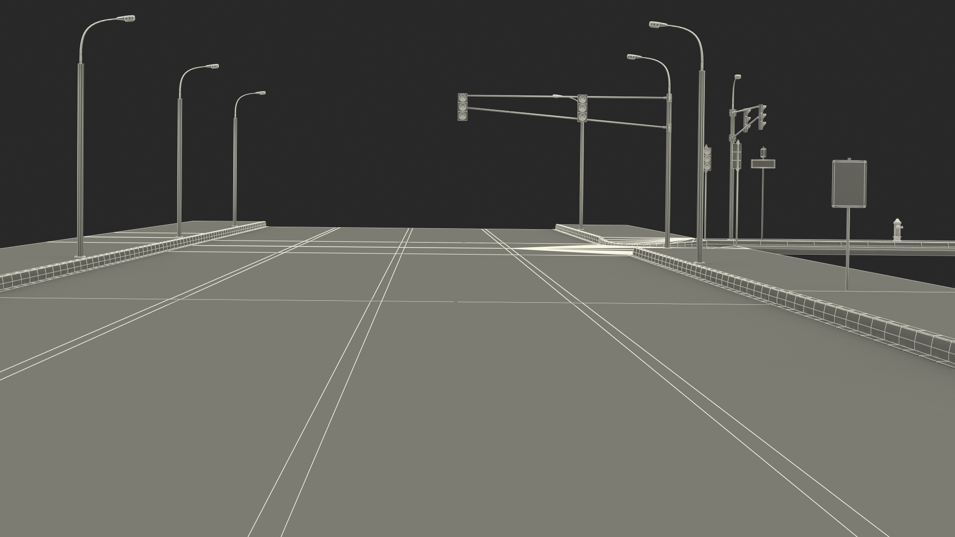 3D Connectable Highway Road Elements T-shaped Junction