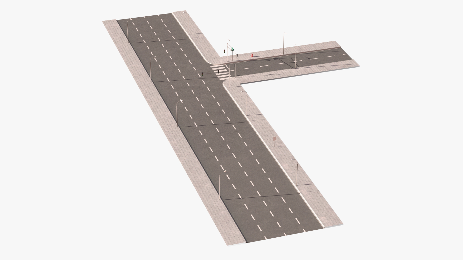 3D Connectable Highway Road Elements T-shaped Junction