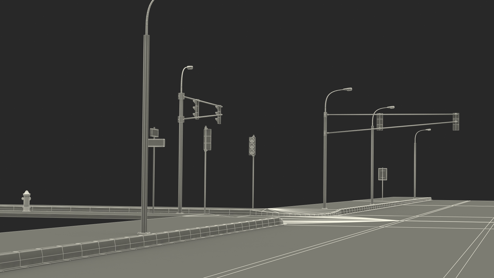 3D Connectable Highway Road Elements T-shaped Junction