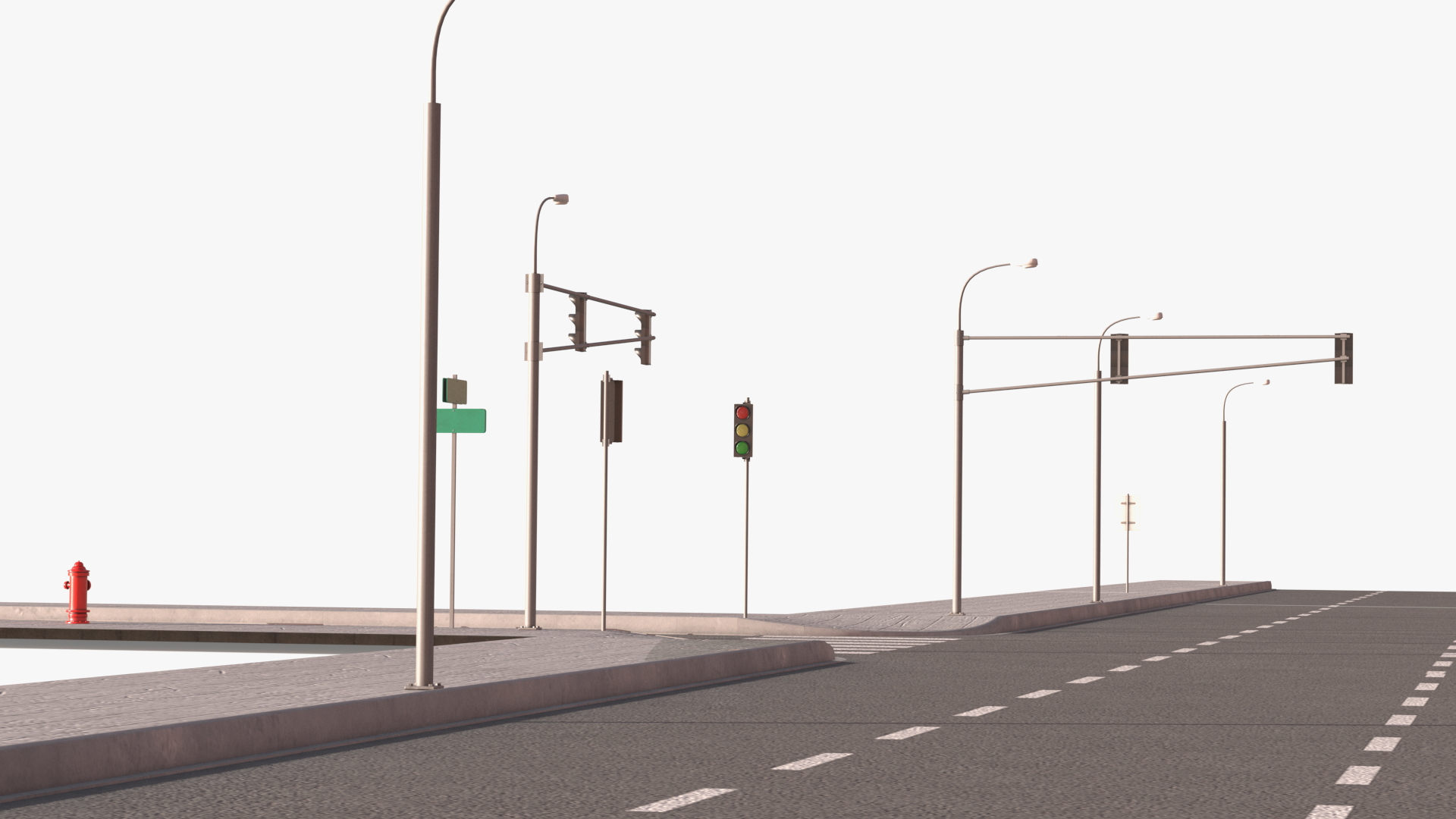 3D Connectable Highway Road Elements T-shaped Junction
