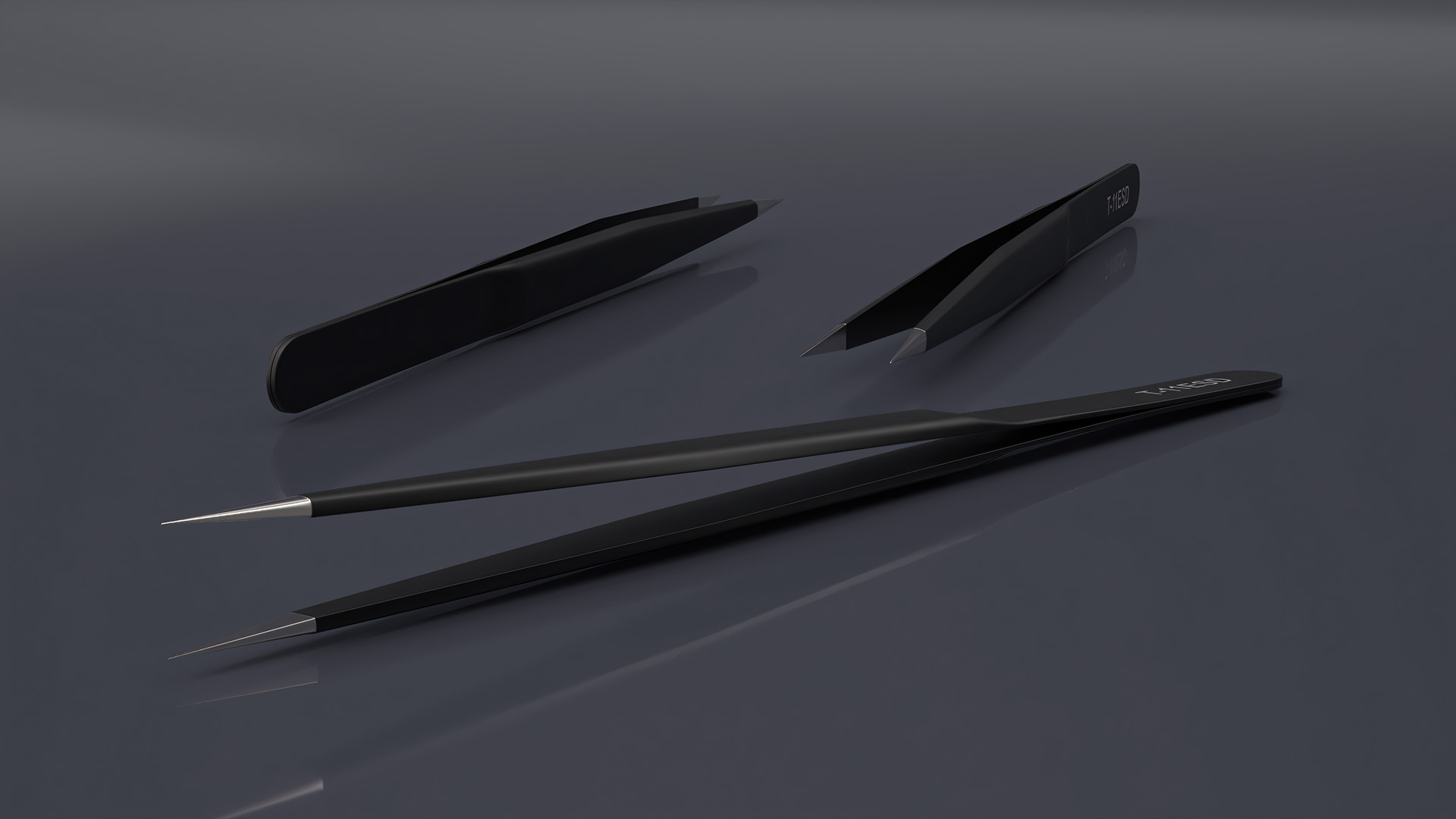 Pointed Tweezers Black 3D