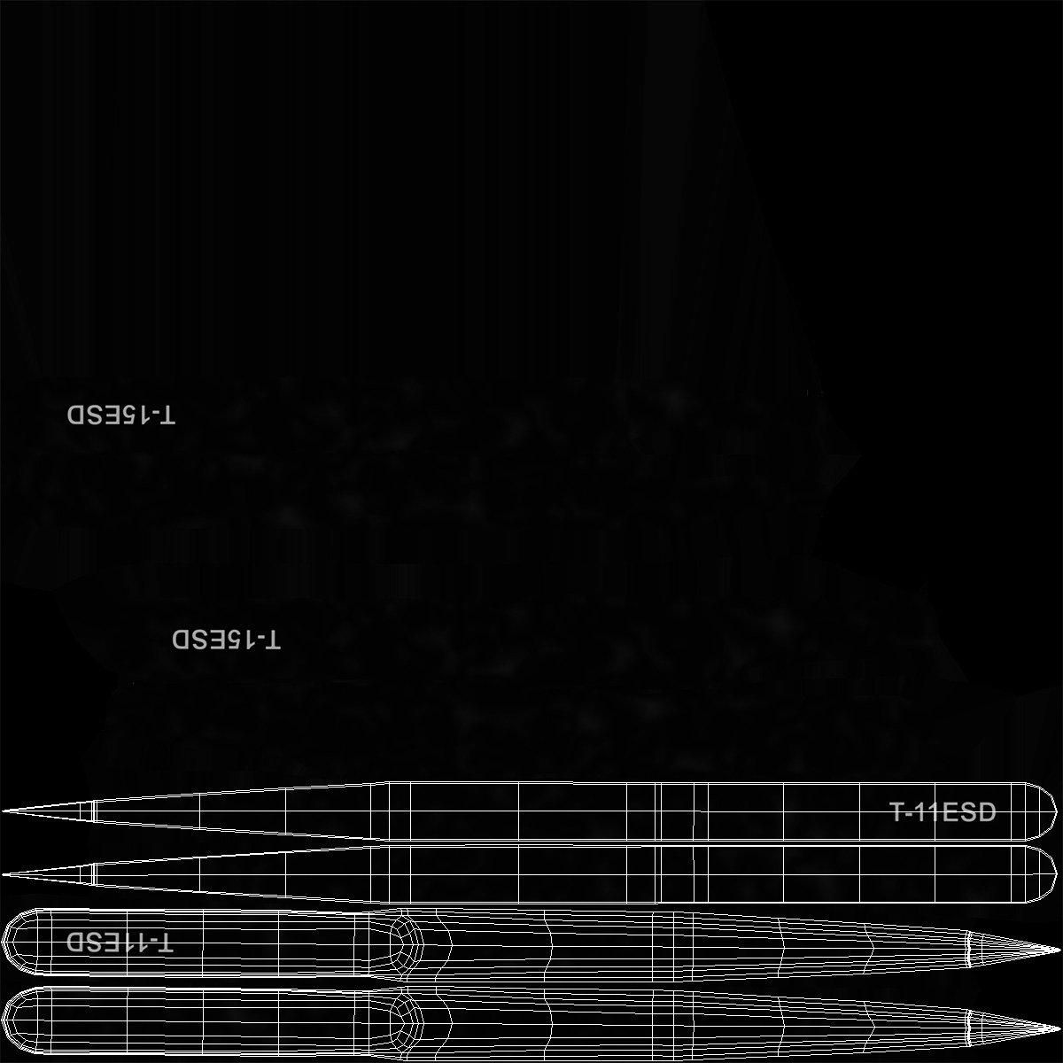 Pointed Tweezers Black 3D