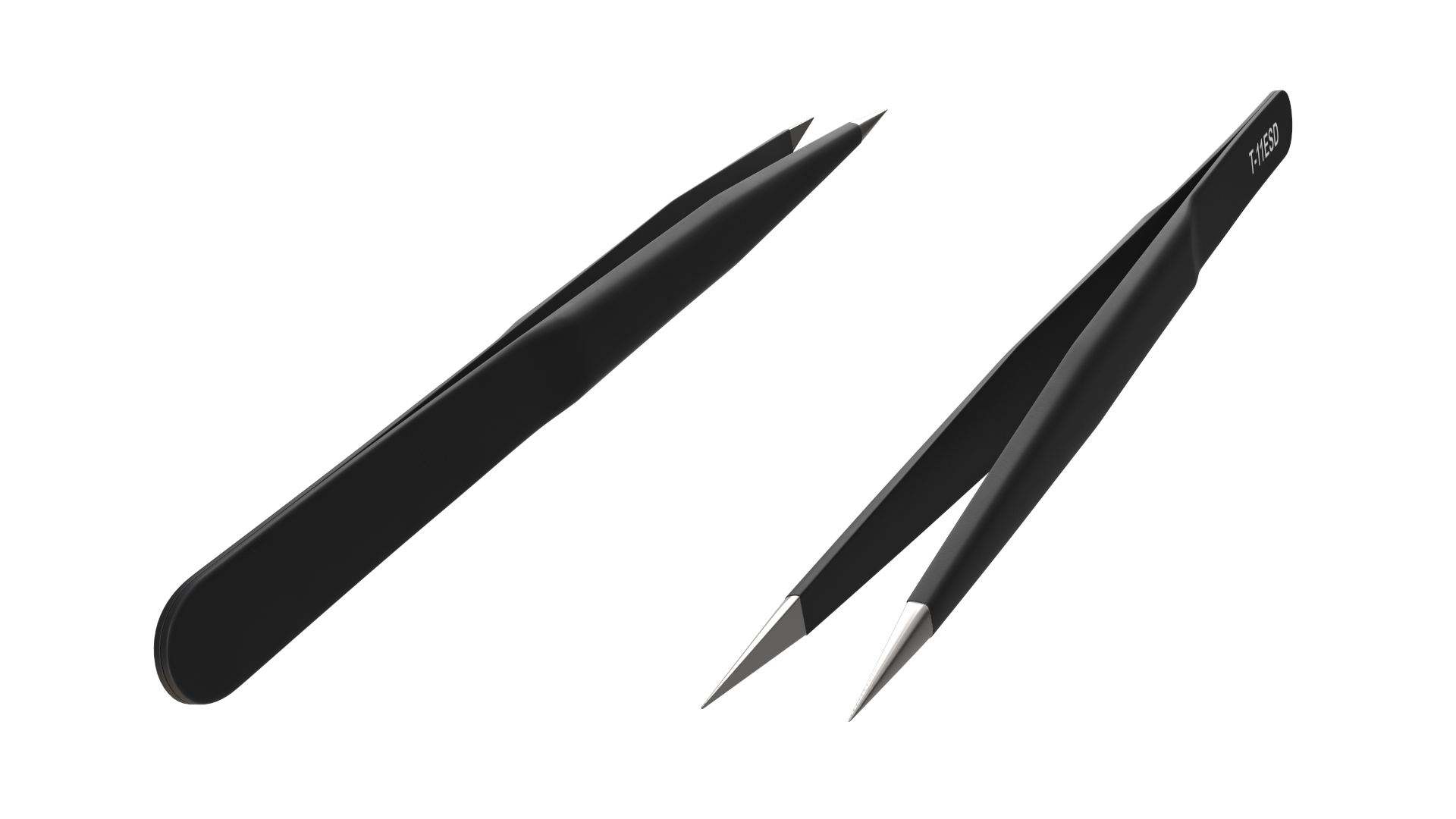 Pointed Tweezers Black 3D