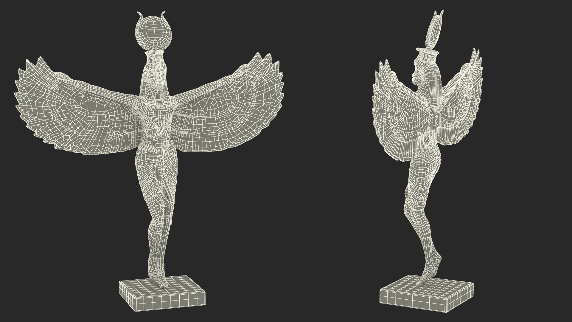 3D Golden Statue of Isis Ancient Egyptian Goddess