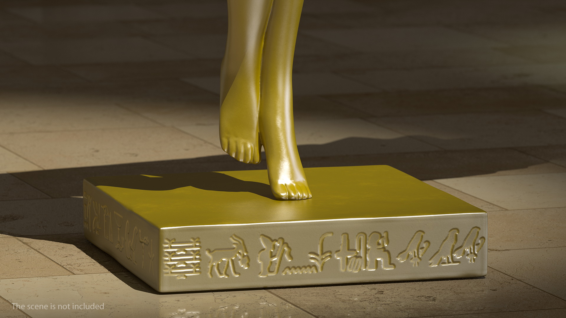 3D Golden Statue of Isis Ancient Egyptian Goddess