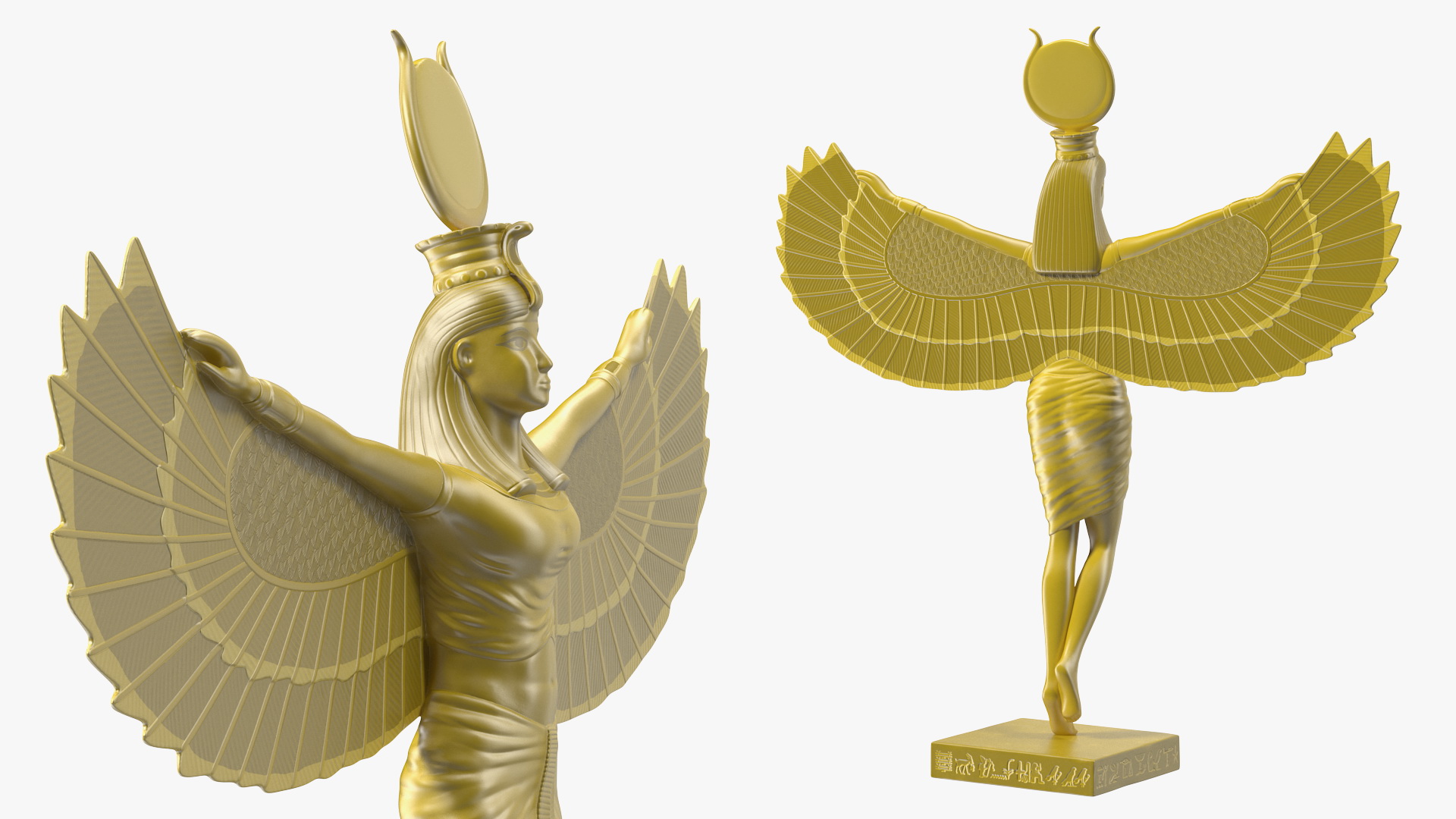 3D Golden Statue of Isis Ancient Egyptian Goddess