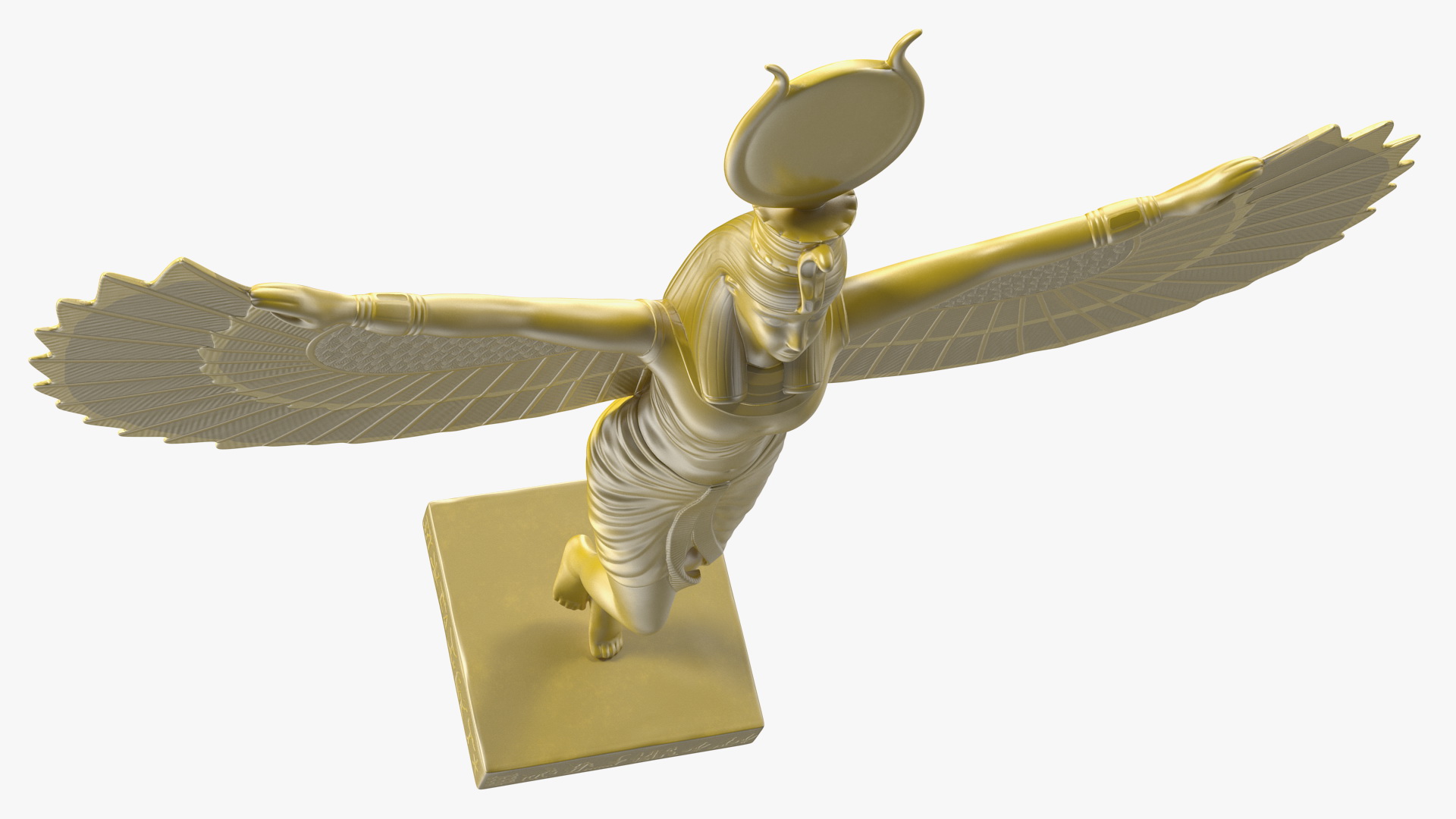 3D Golden Statue of Isis Ancient Egyptian Goddess