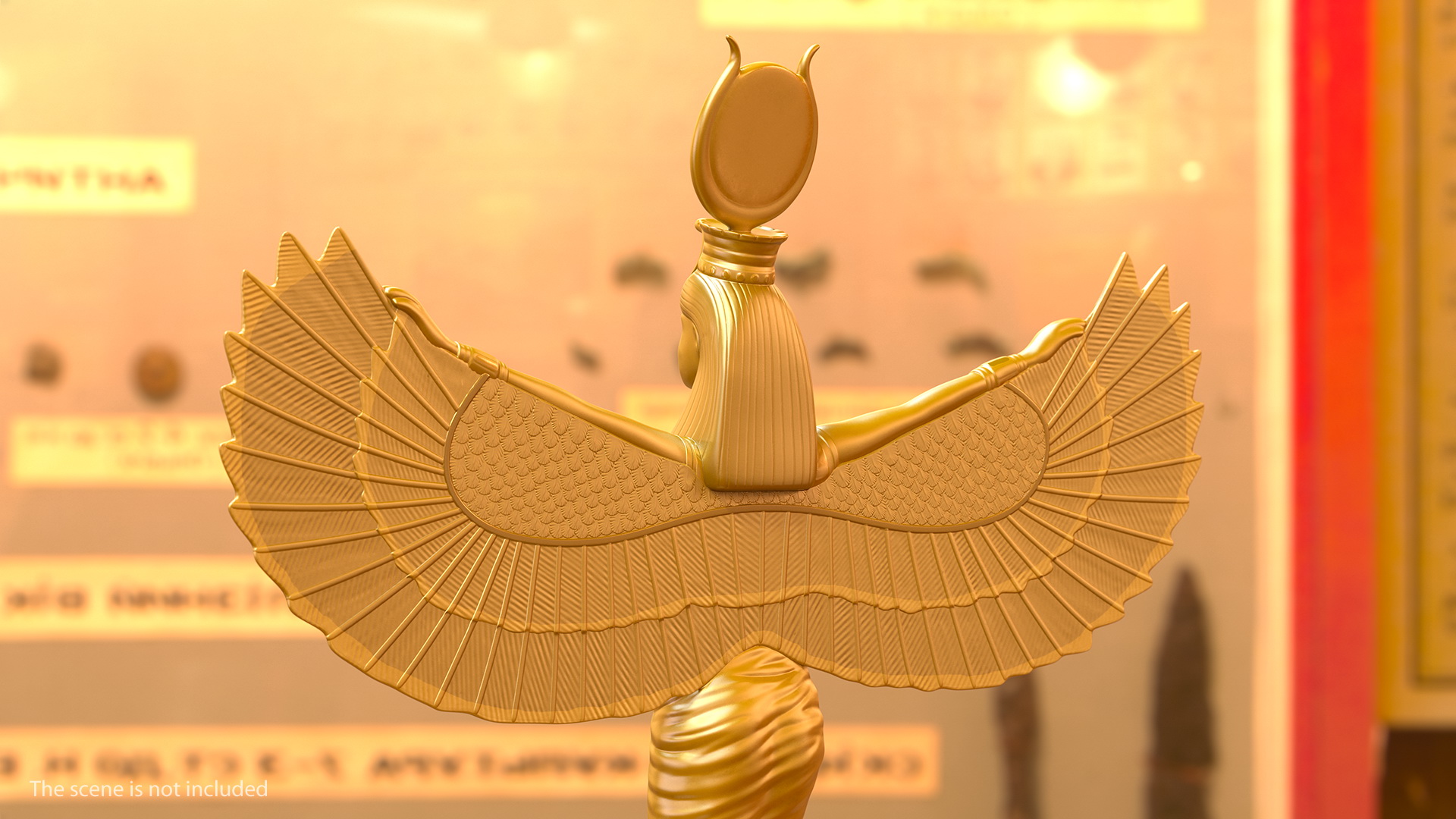 3D Golden Statue of Isis Ancient Egyptian Goddess