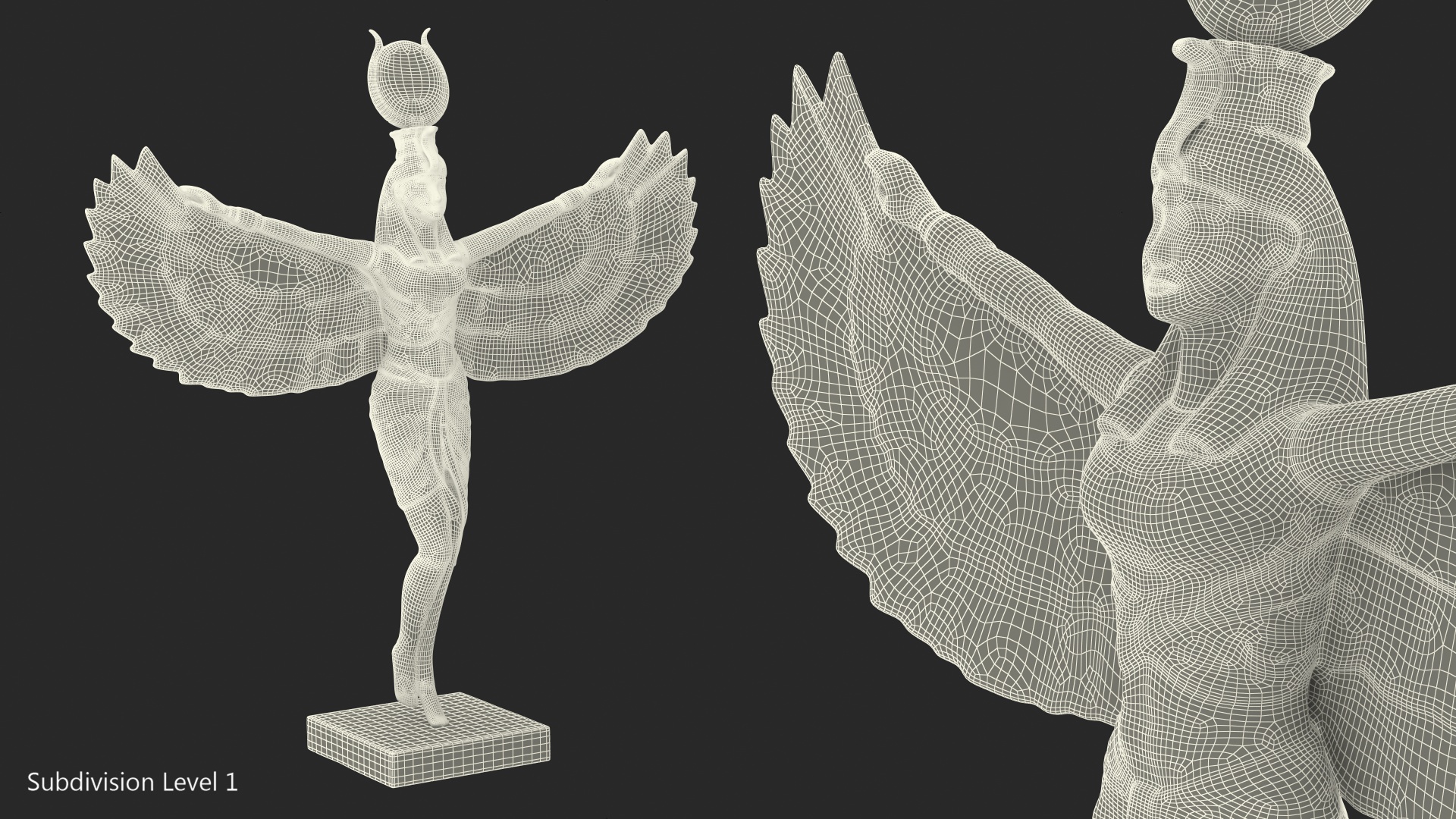 3D Golden Statue of Isis Ancient Egyptian Goddess