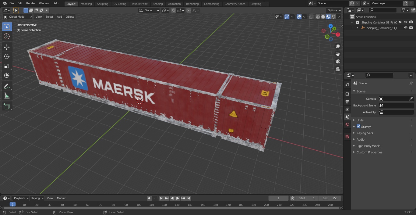 Shipping Container 53 Ft 3D model