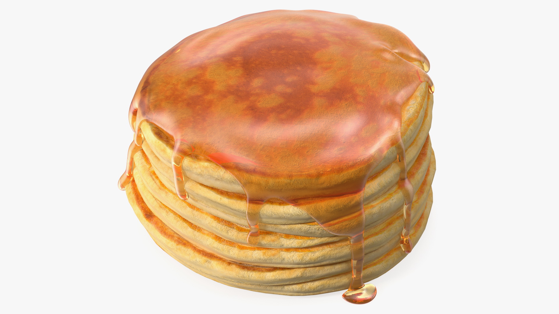 3D Pancakes Poured with Syrup