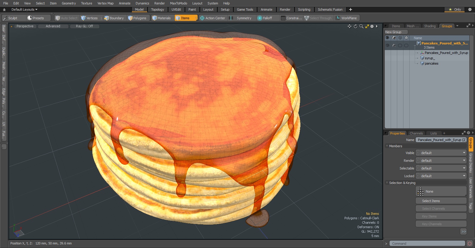 3D Pancakes Poured with Syrup