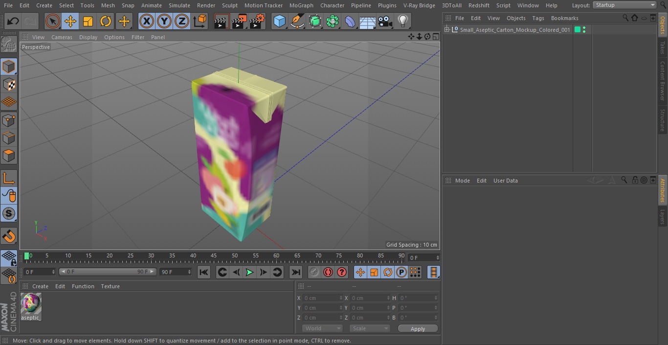 3D model Small Aseptic Carton Mockup Colored