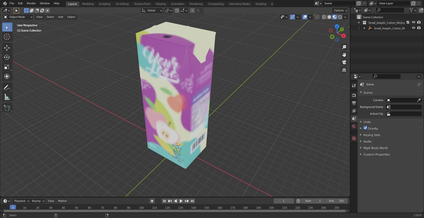 3D model Small Aseptic Carton Mockup Colored