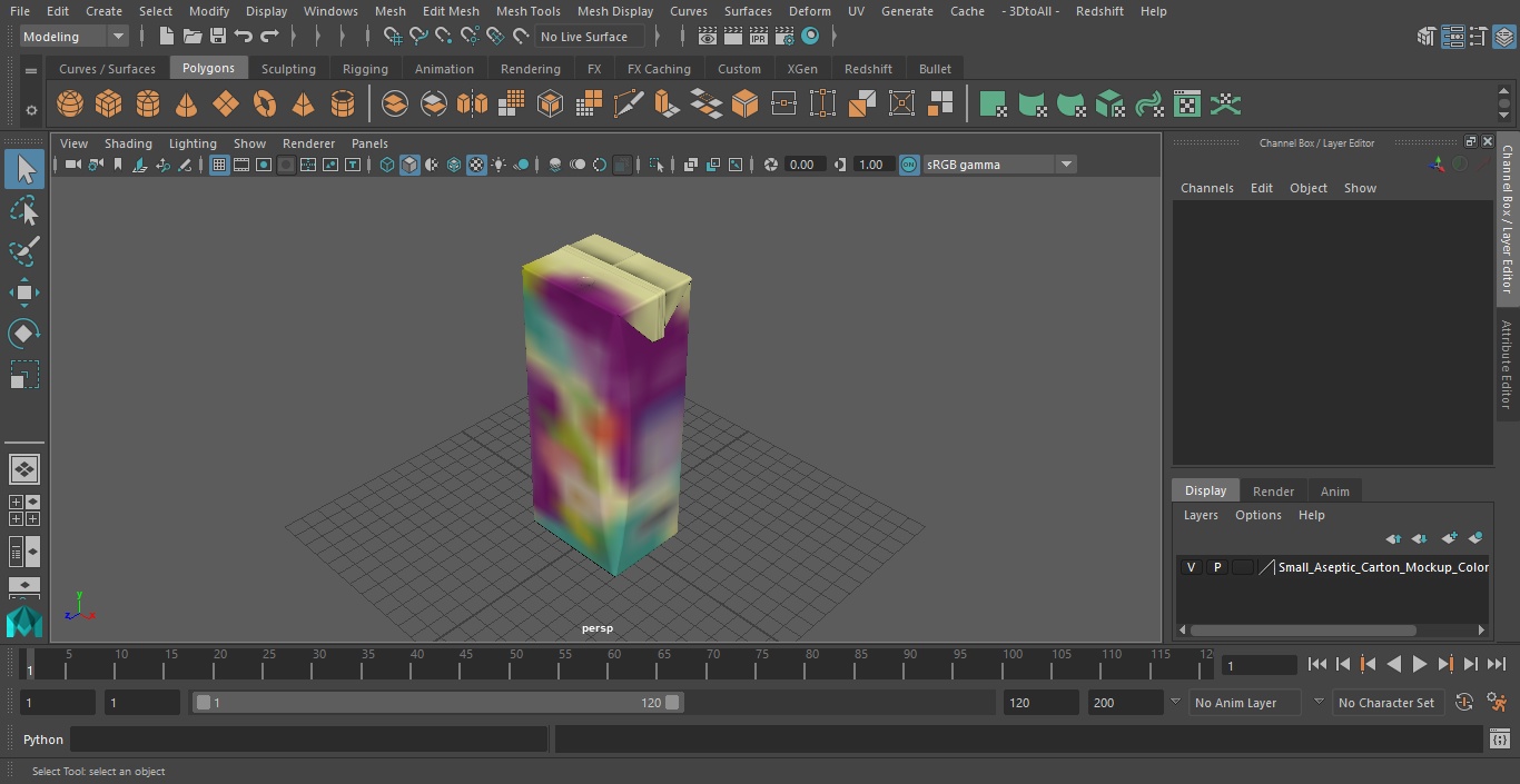 3D model Small Aseptic Carton Mockup Colored