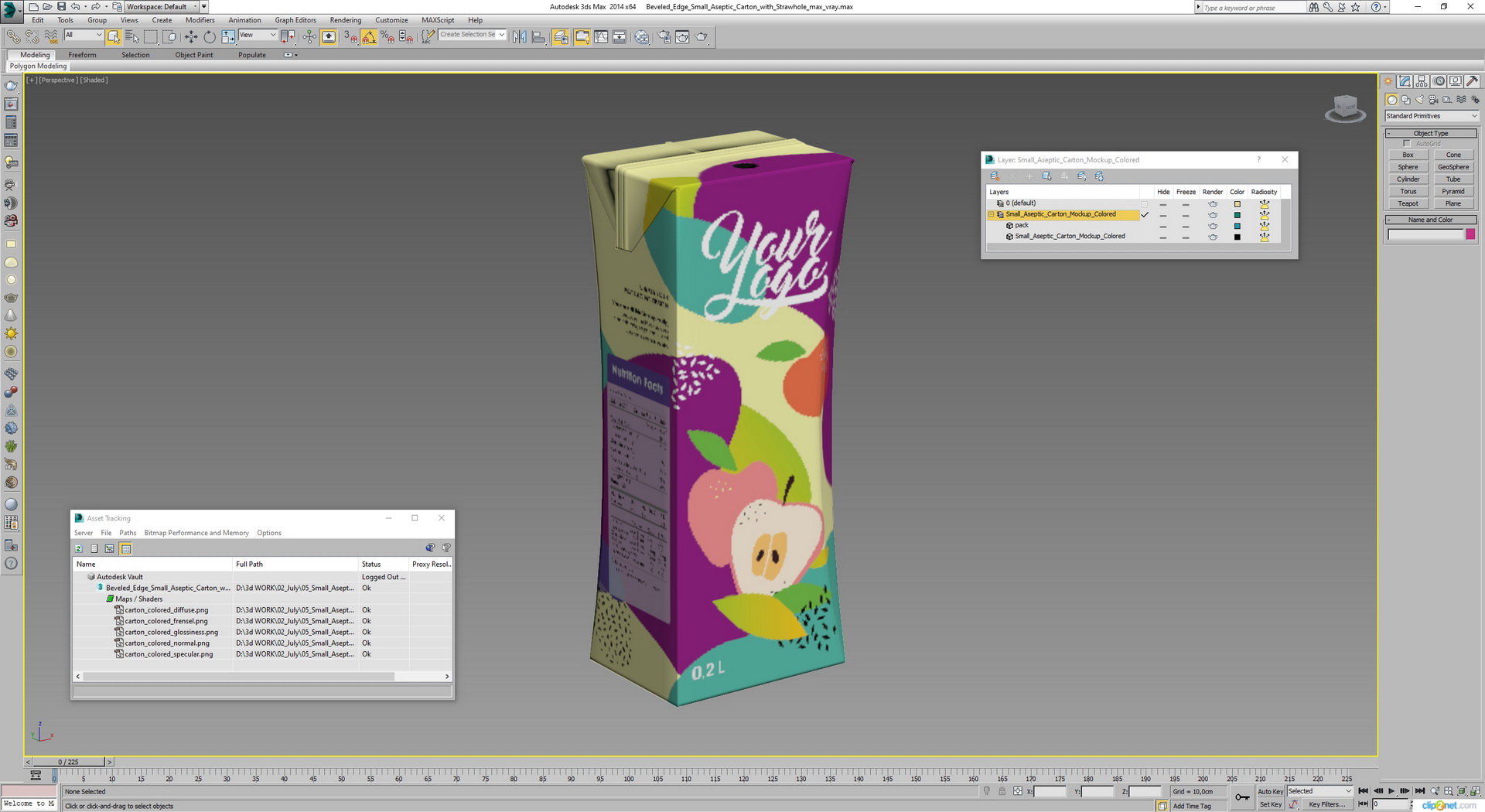 3D model Small Aseptic Carton Mockup Colored