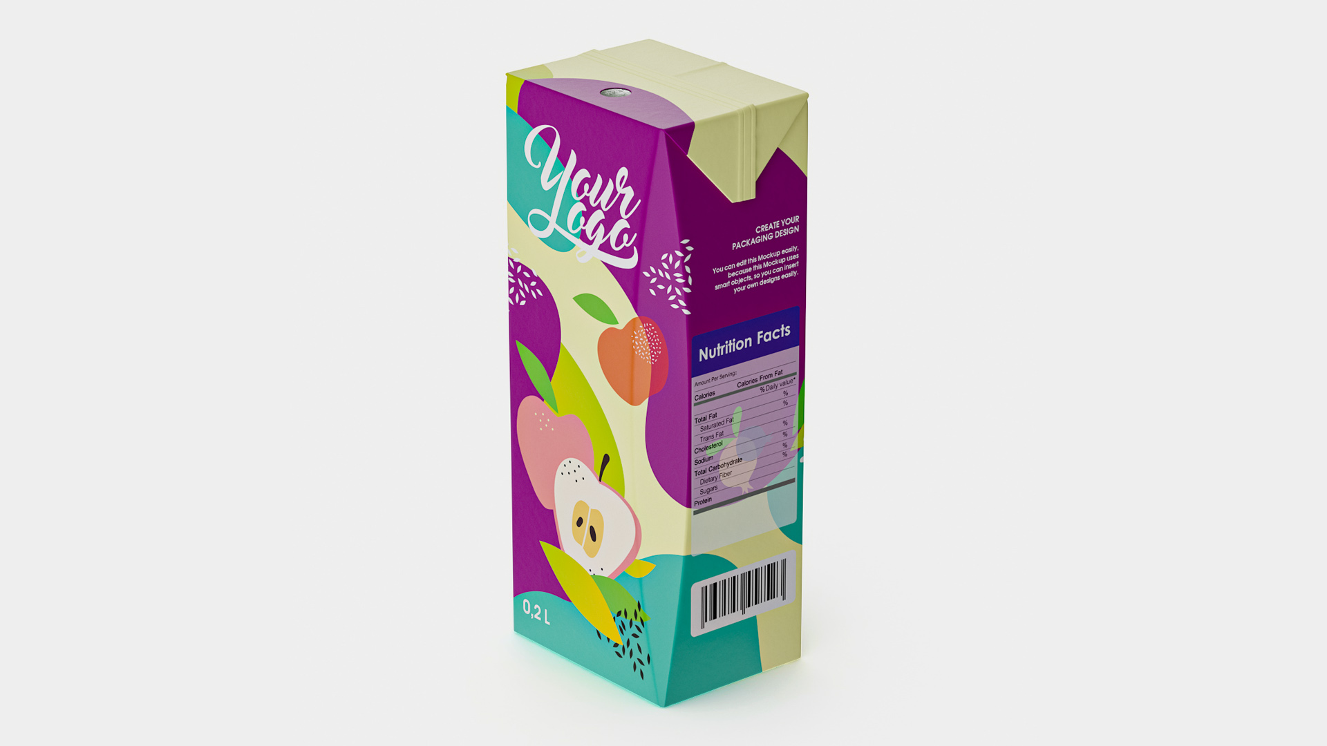 3D model Small Aseptic Carton Mockup Colored