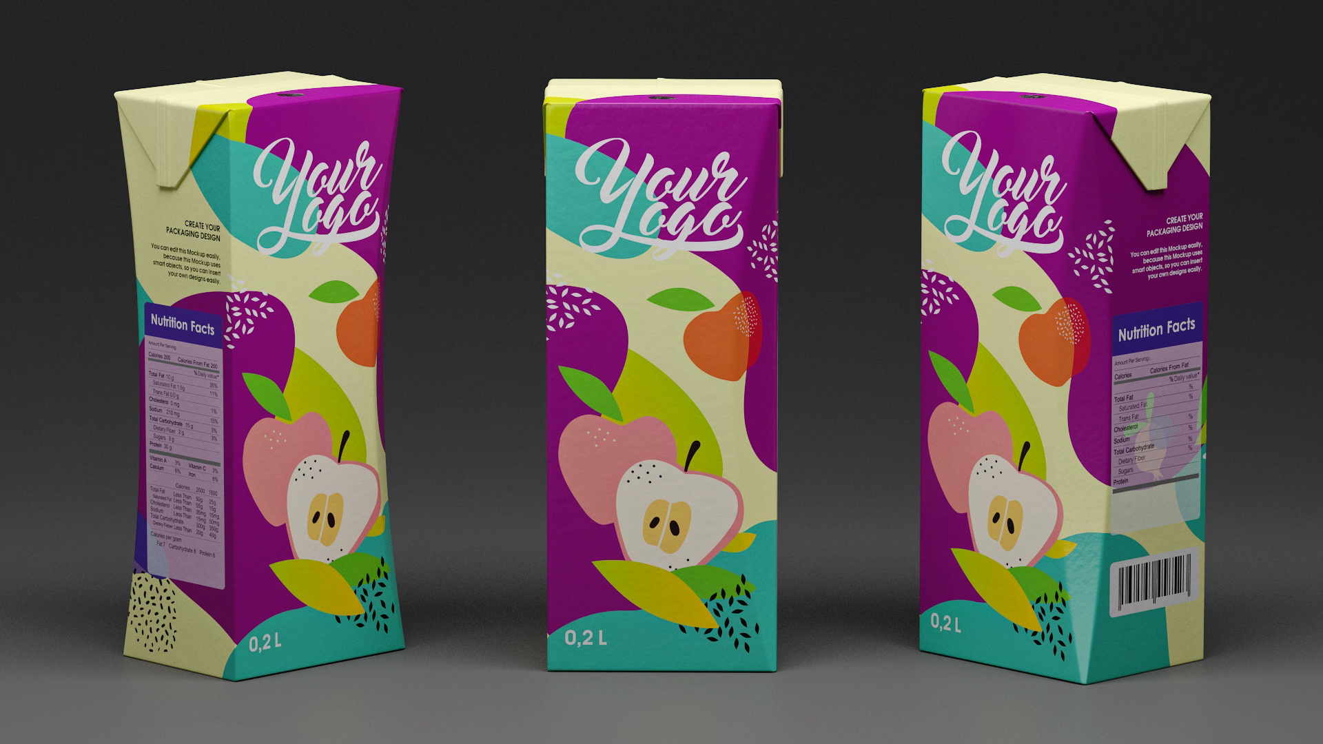 3D model Small Aseptic Carton Mockup Colored