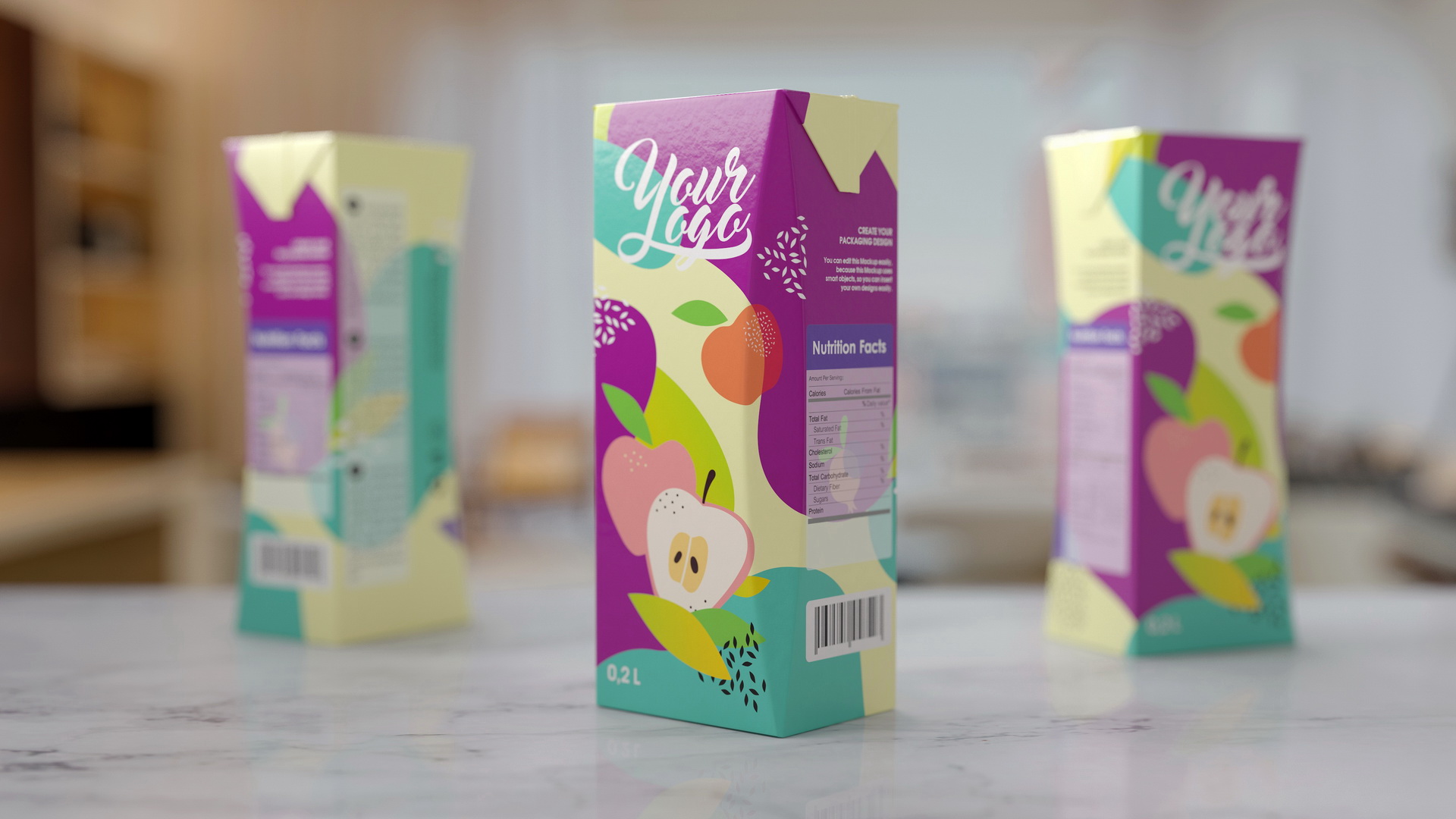 3D model Small Aseptic Carton Mockup Colored