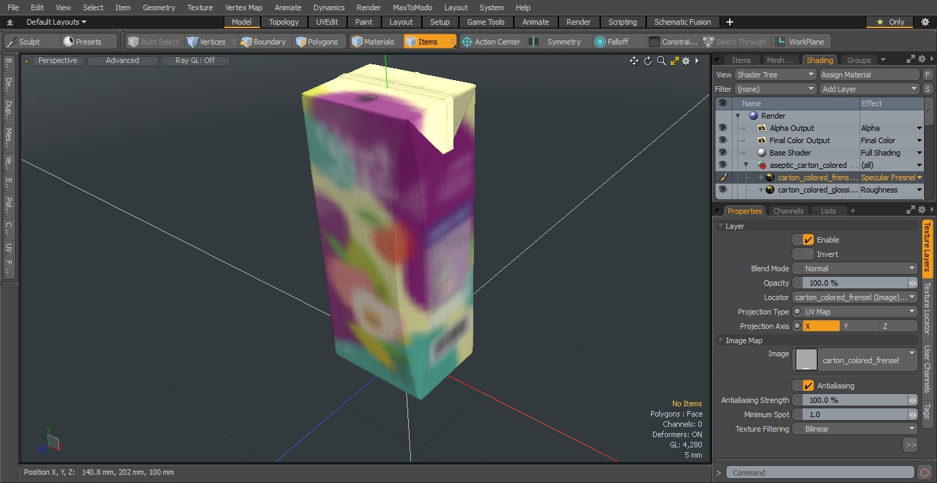 3D model Small Aseptic Carton Mockup Colored