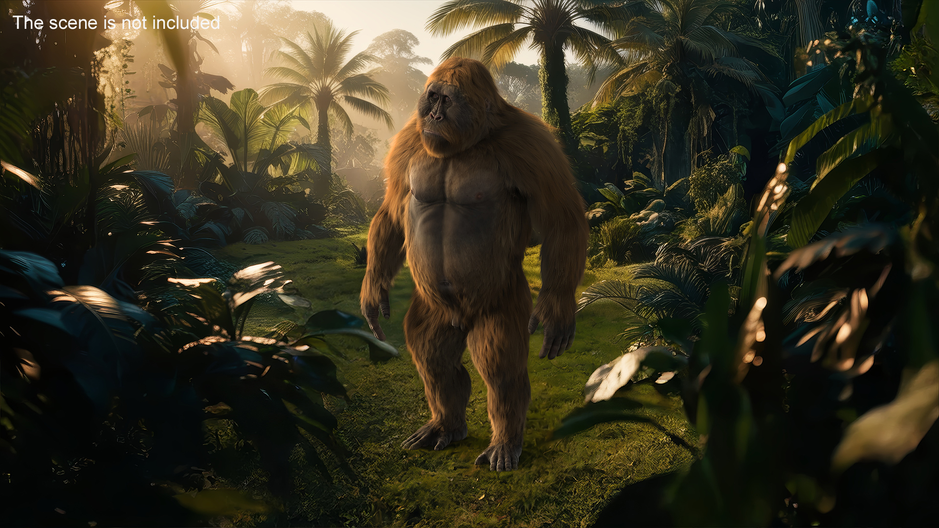 3D Gigantopithecus in Standing Pose Fur