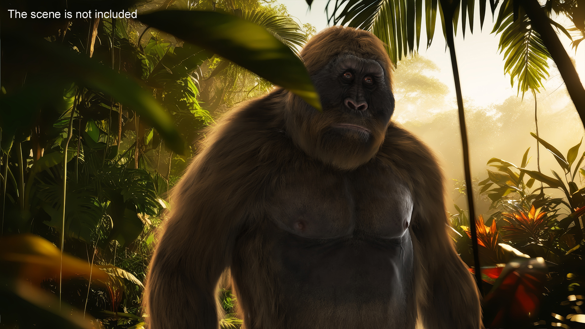 3D Gigantopithecus in Standing Pose Fur