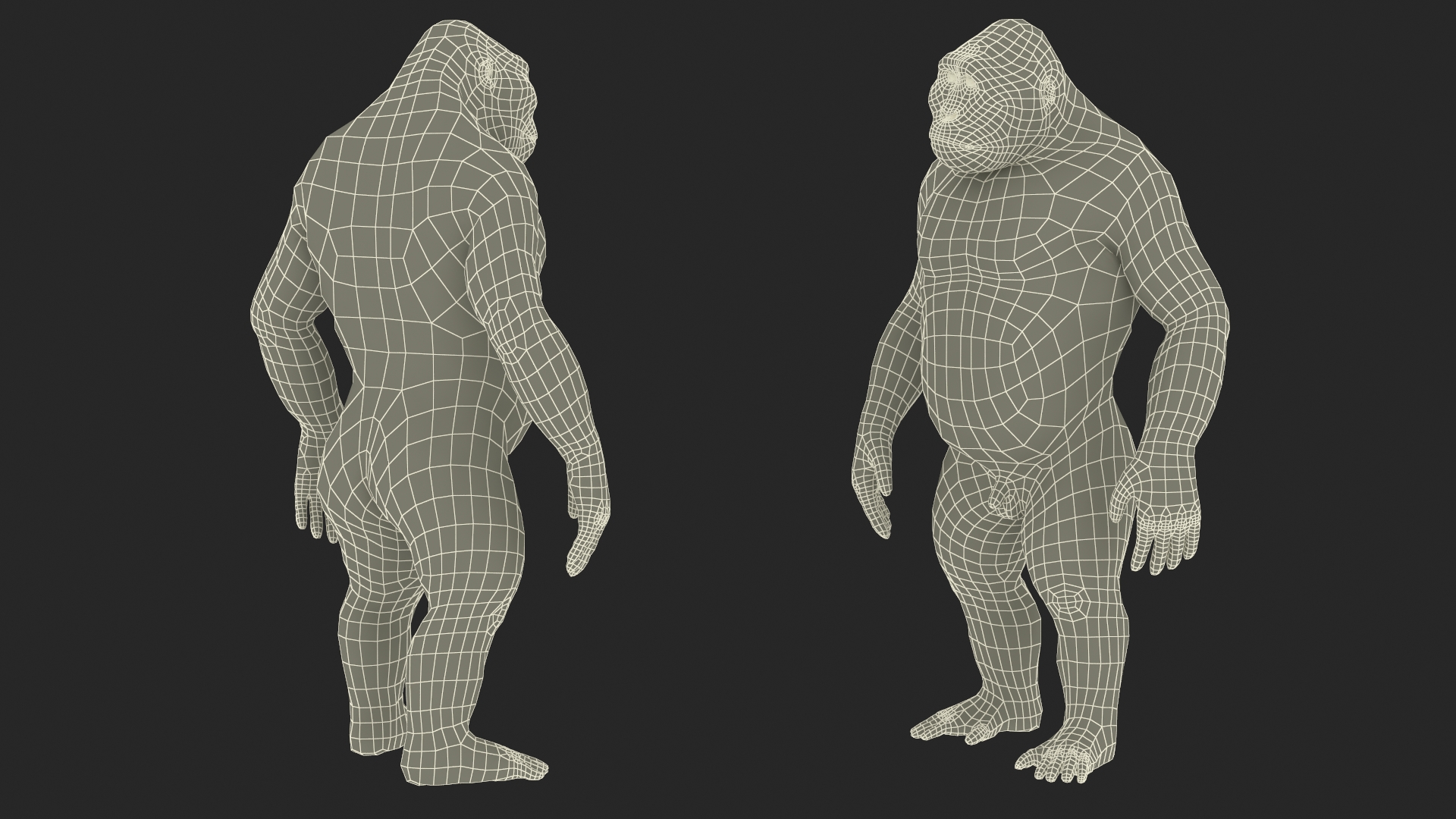 3D Gigantopithecus in Standing Pose Fur