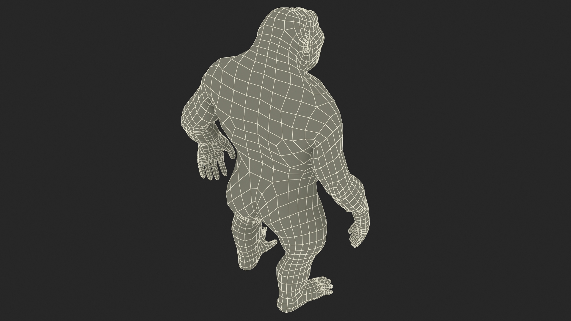 3D Gigantopithecus in Standing Pose Fur