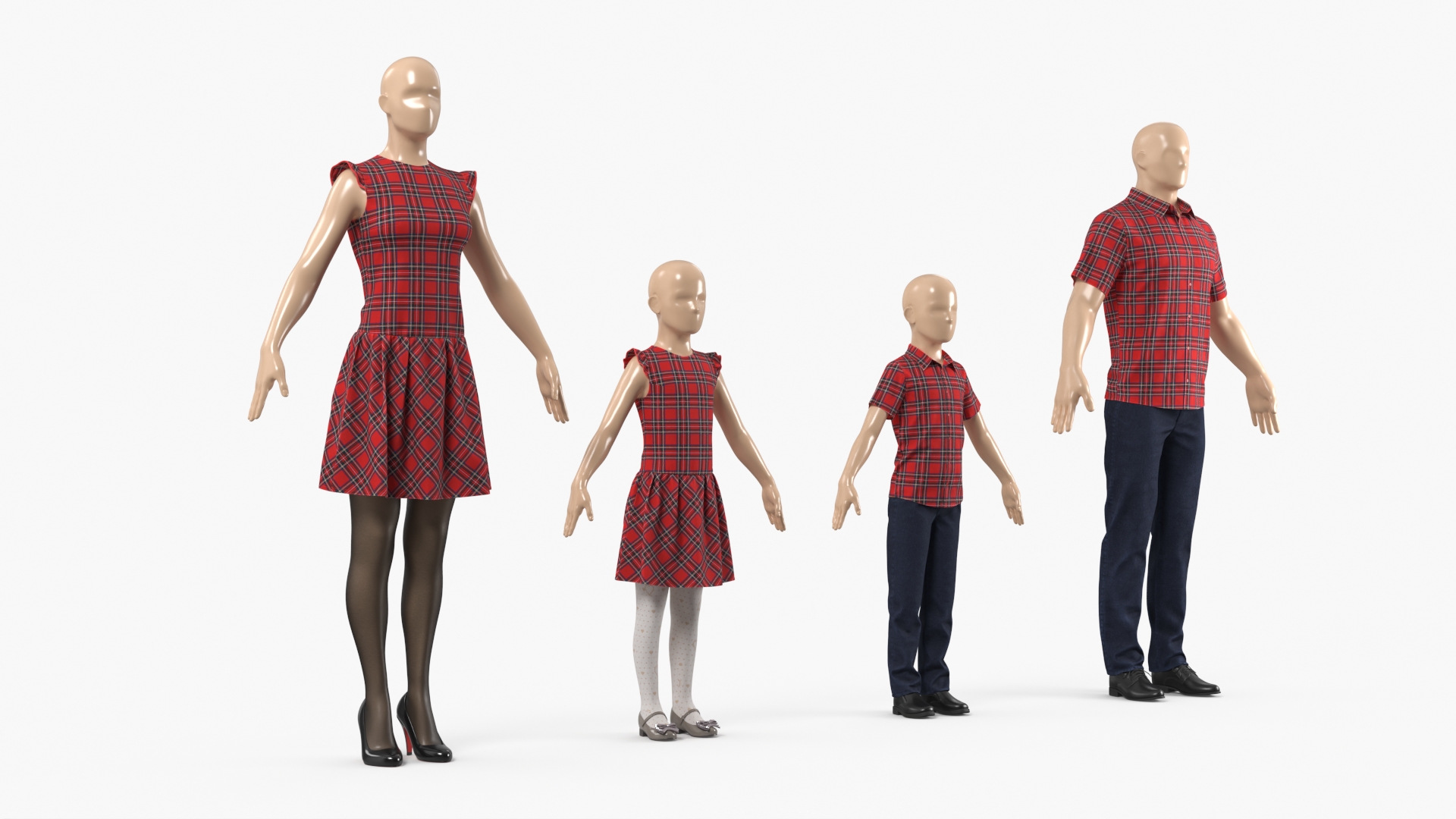 Retail Storefront with Plaid Outfit Mannequins Gray - view 9