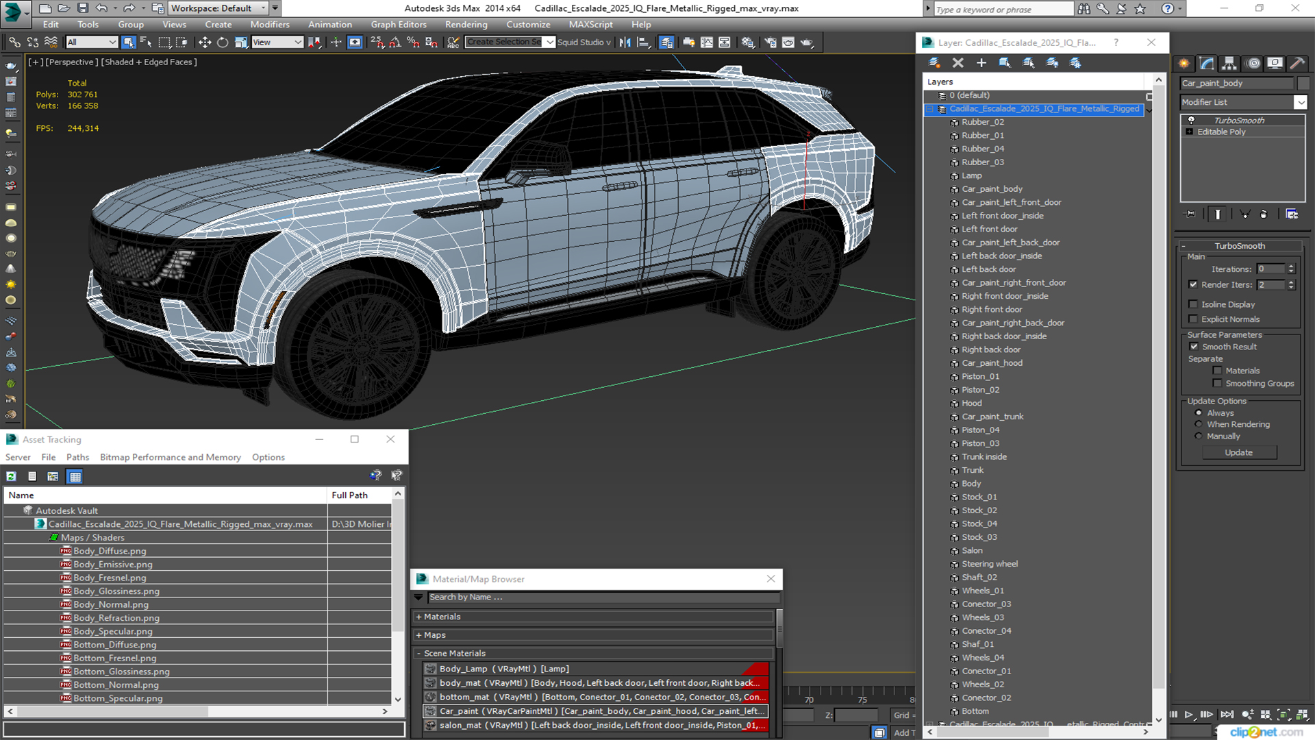 3D Cadillac Escalade 2025 IQ Flare Metallic Rigged for Cinema 4D
