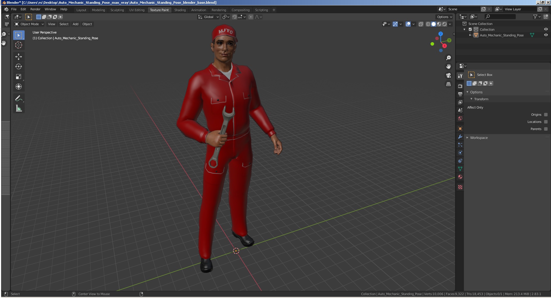 Auto Mechanic Standing Pose 3D
