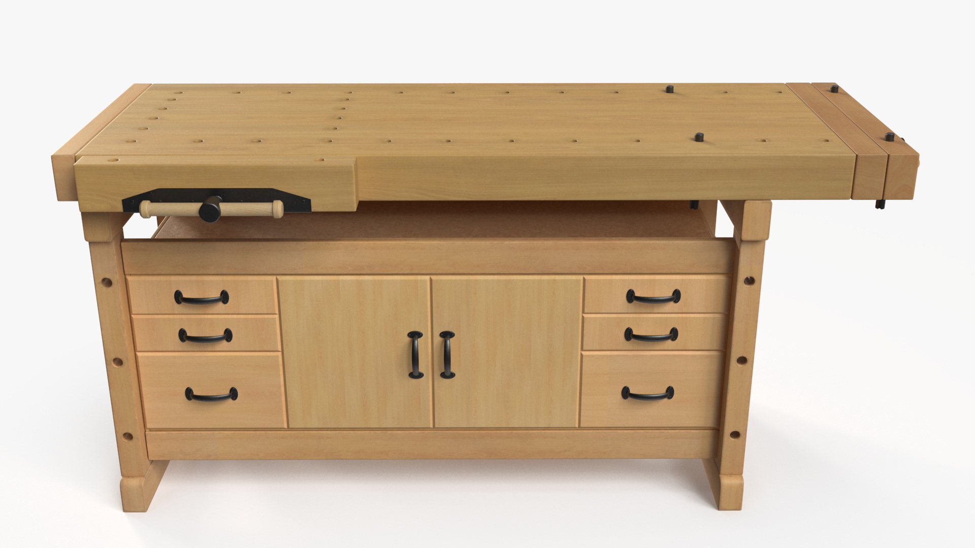 Workbench with Drawers and Cabinet 3D model