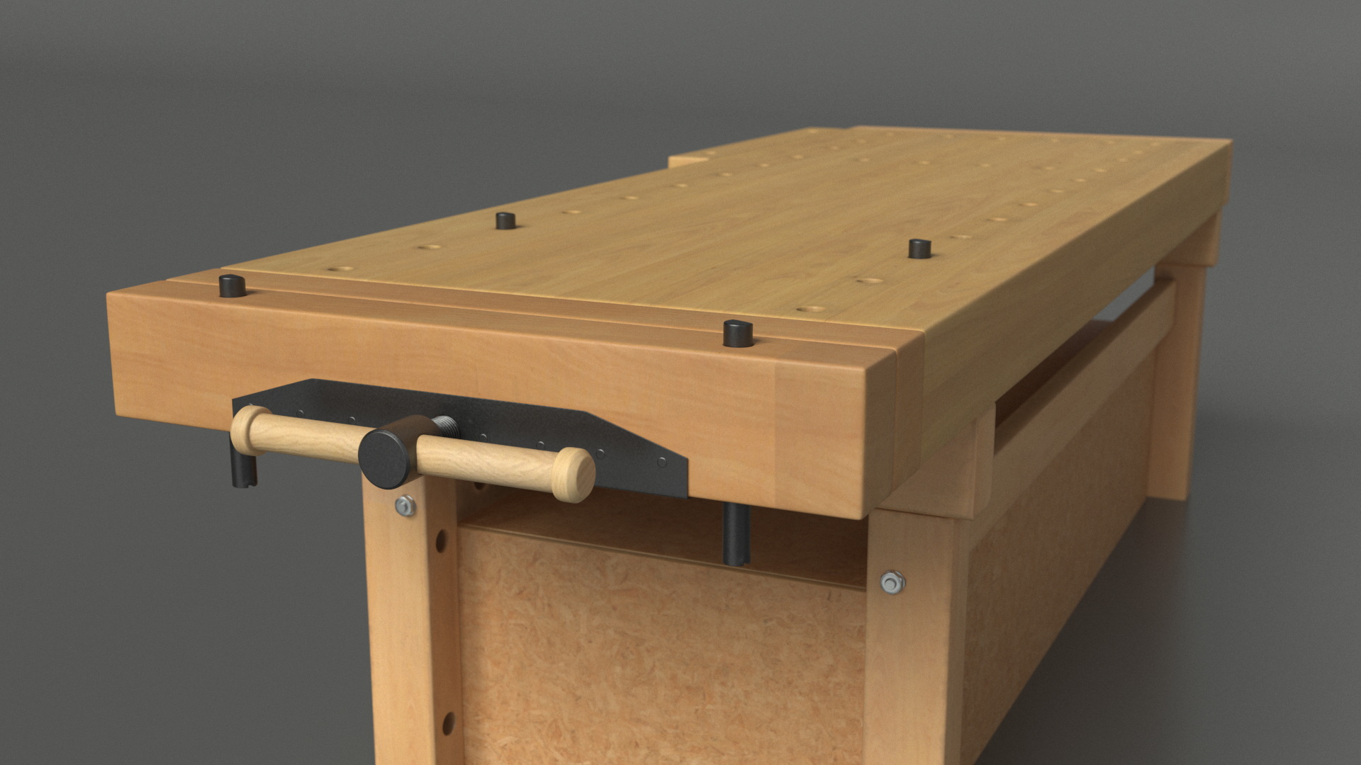 Workbench with Drawers and Cabinet 3D model