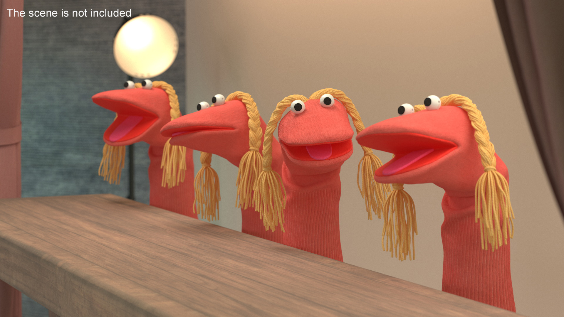 3D Sock Puppet Girl Pink Rigged model